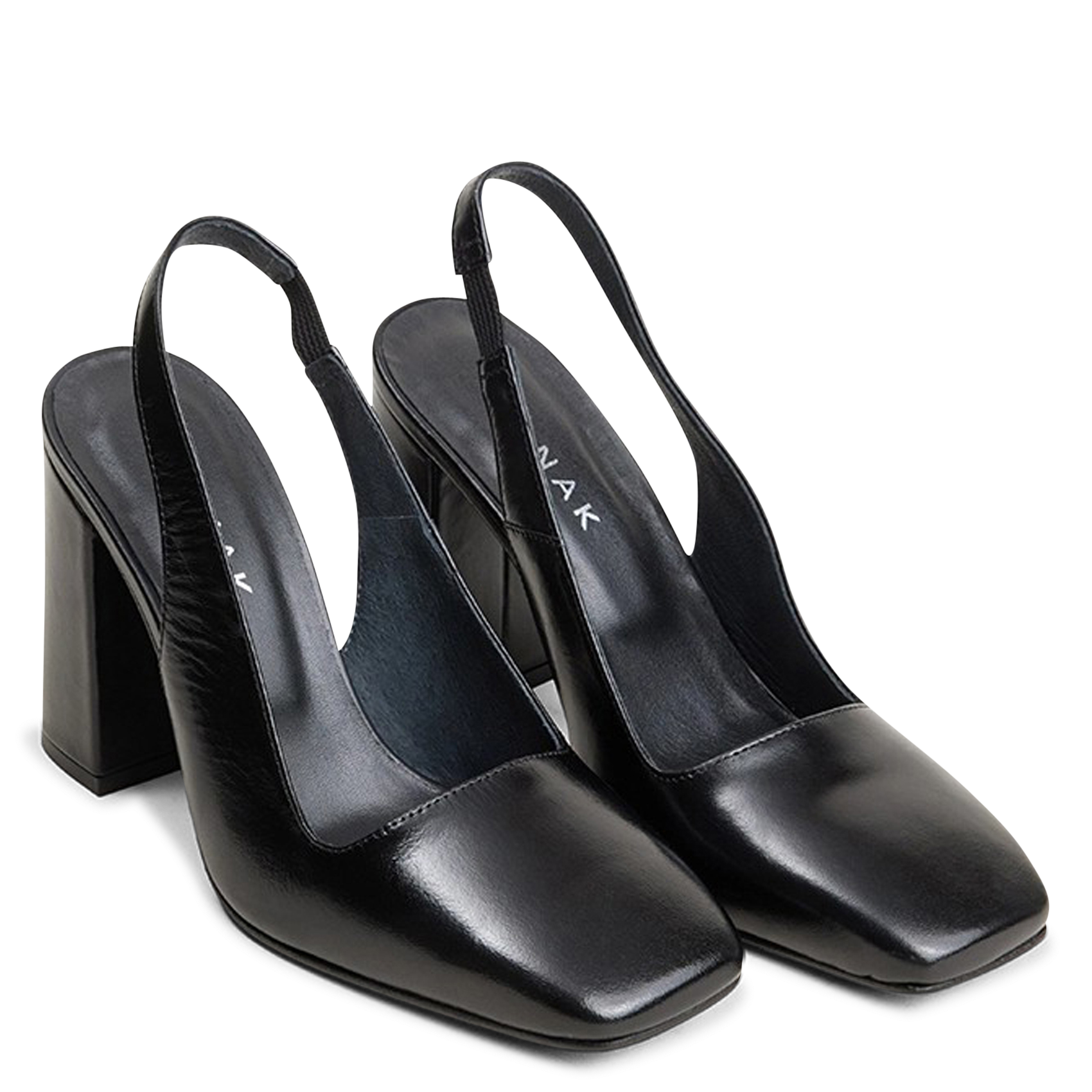 Square-toe leather heeled pumps JONAK Black