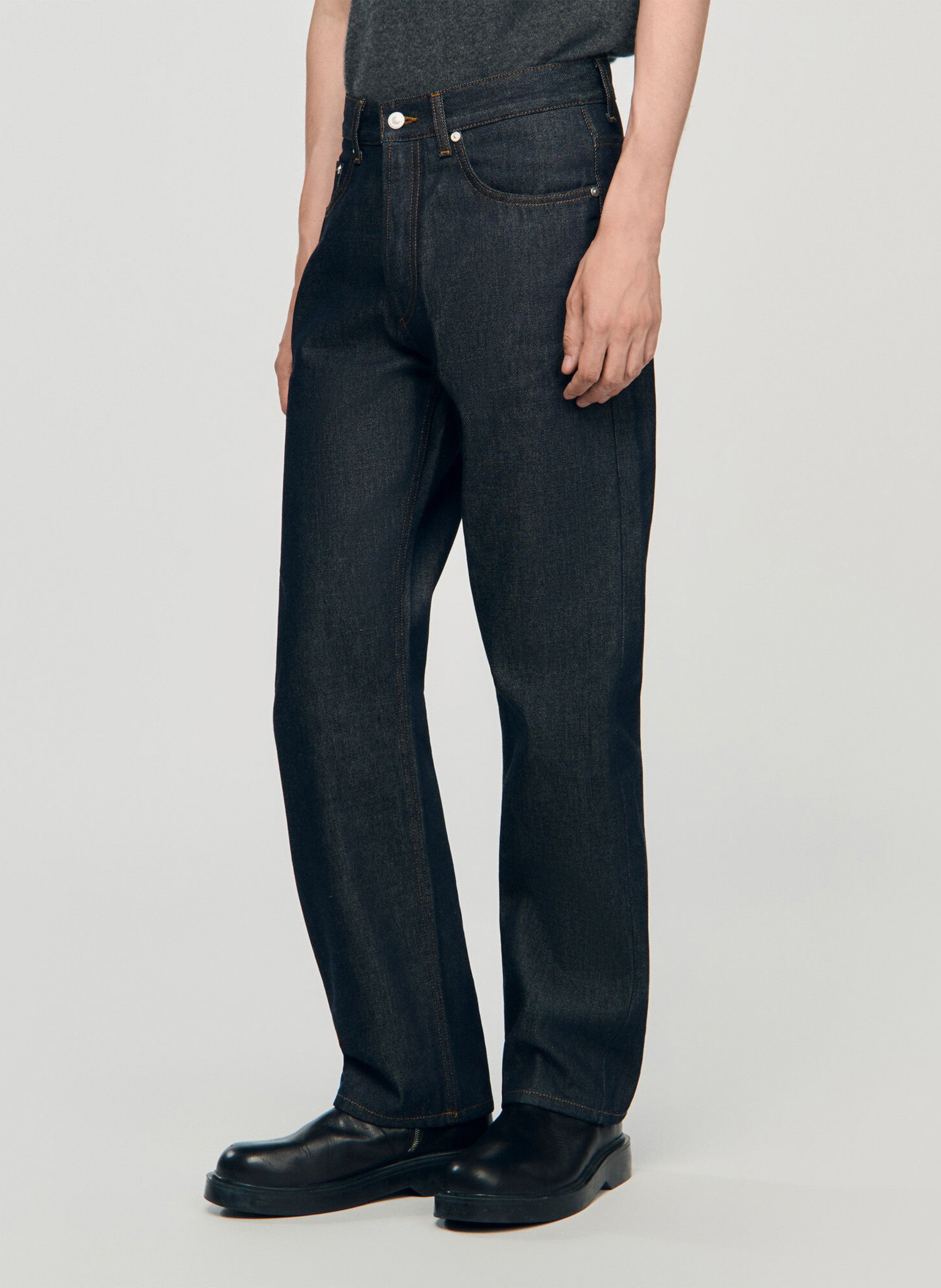 Jean droit en coton SANDRO Bleu