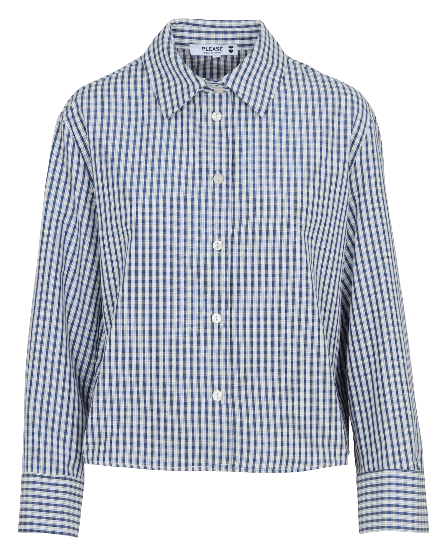 Chemise courte à motif vichy PLEASE Bleu
