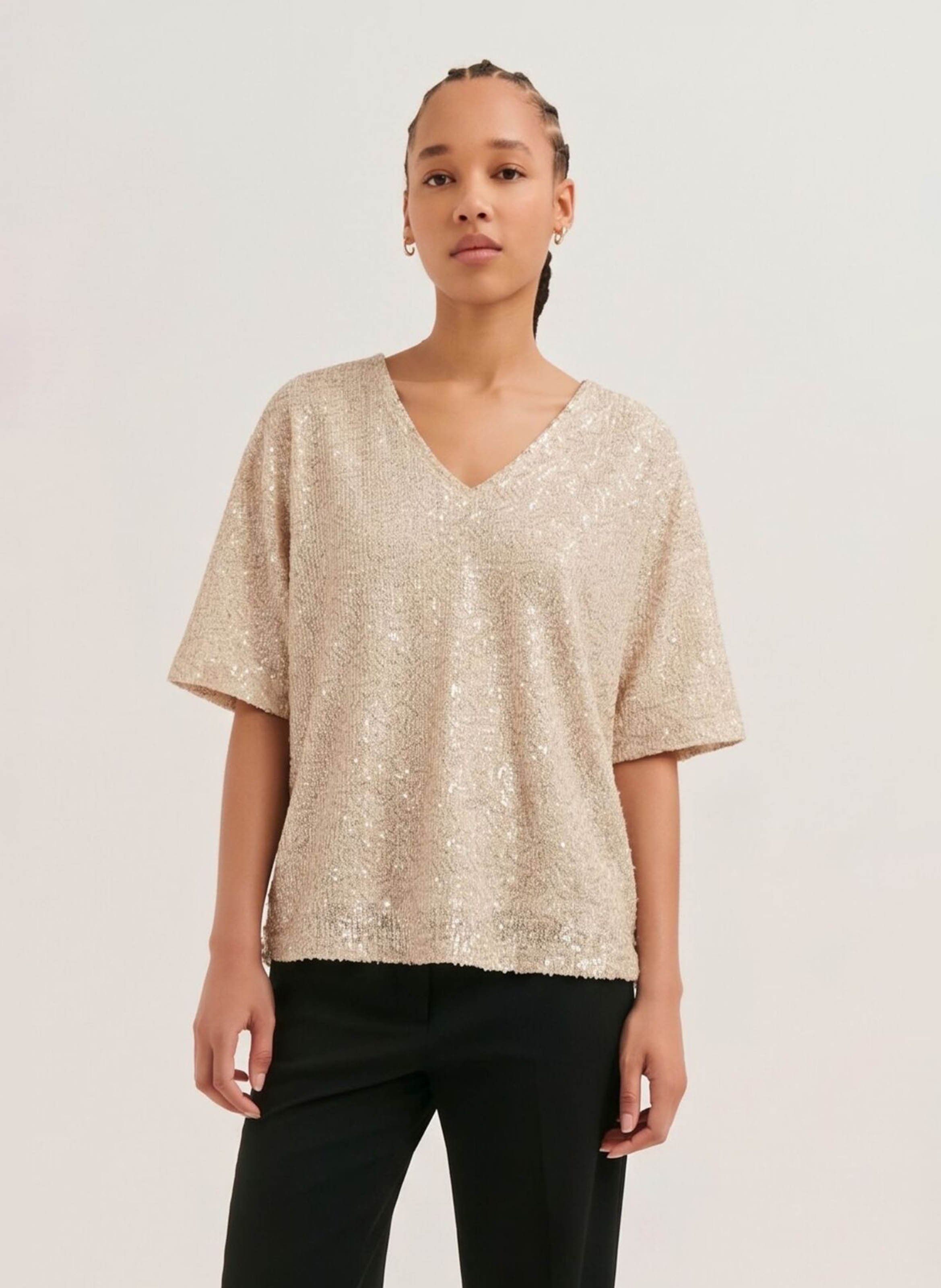 Top ample col V PABLO Beige