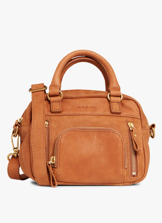 Multi-Pocket mini leather handbag Brown Nat nin Women Place