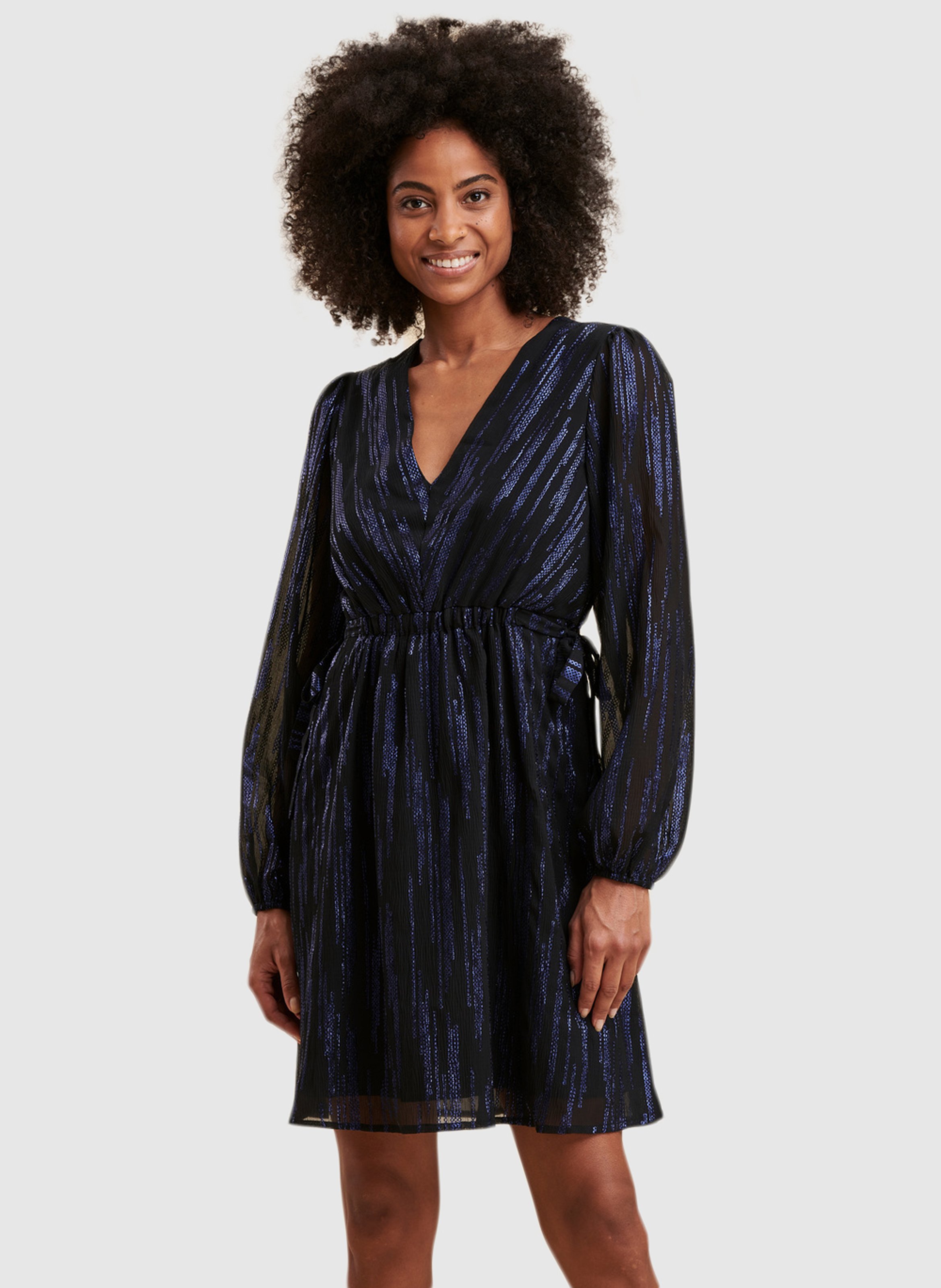 Robe Courte Cintr e Sequins Noir Bleu La Fee Maraboutee Femme