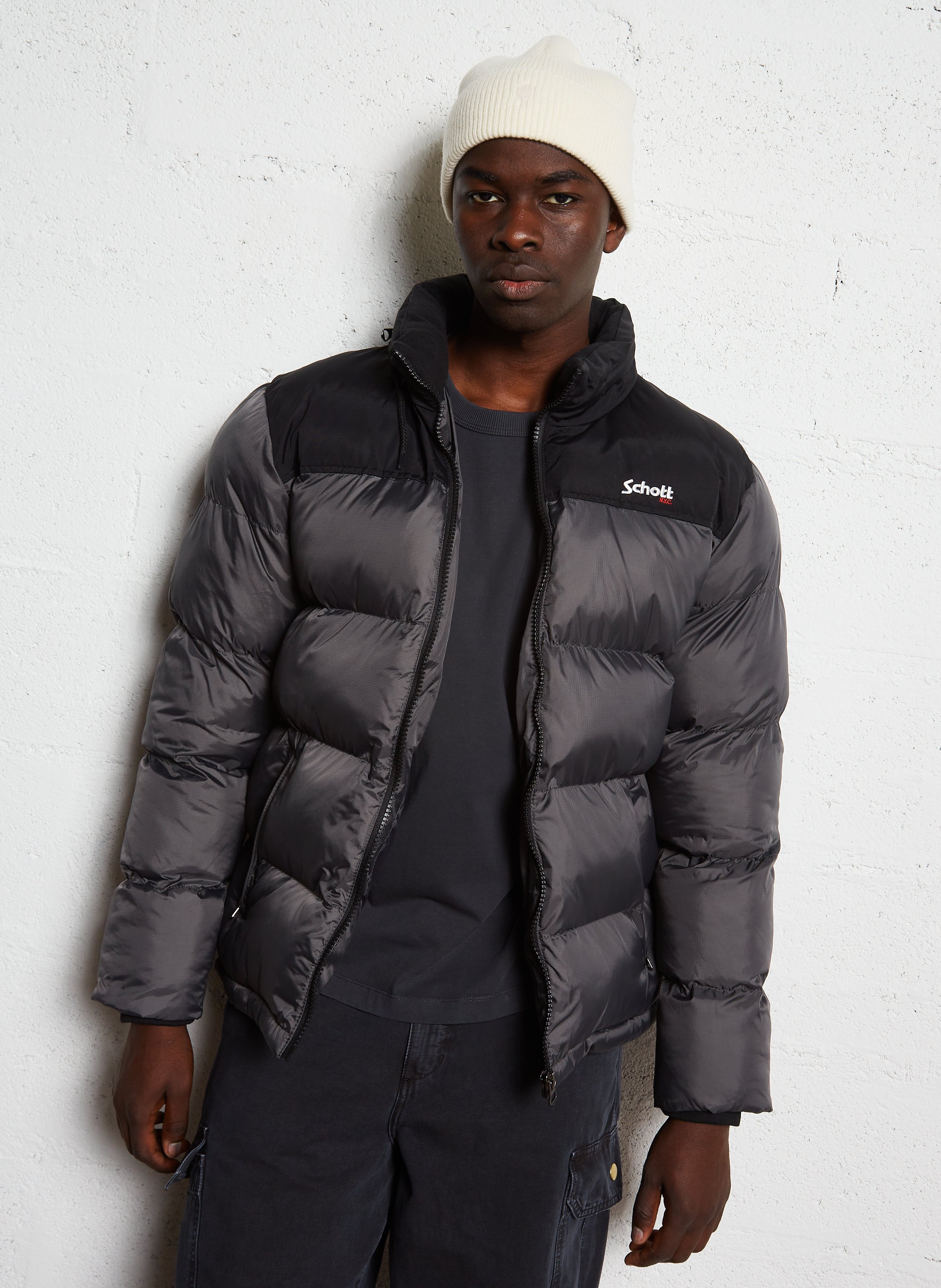 High-neck padded jacket SCHOTT Black