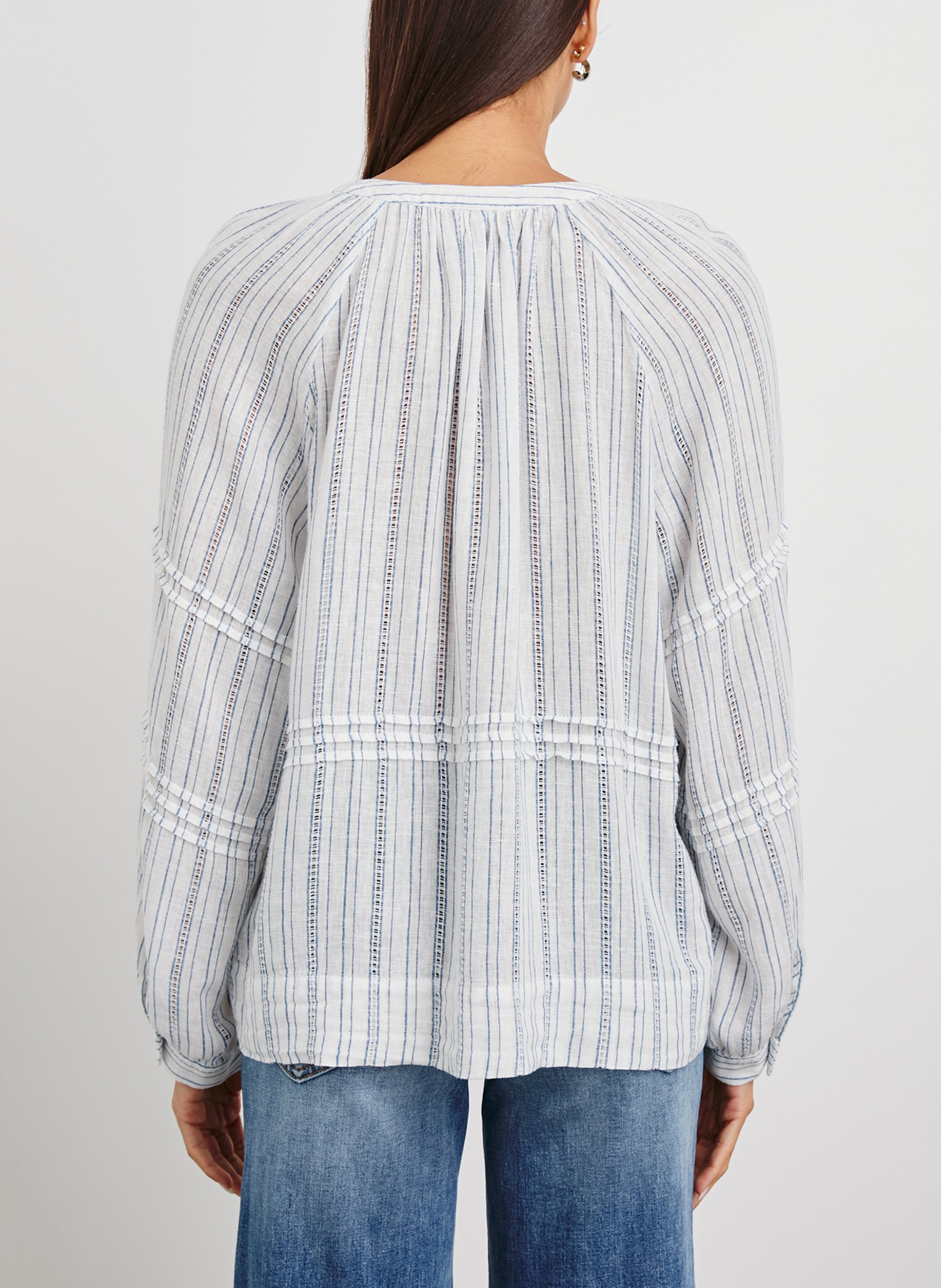 Round-neck linen-blend shirt RAILS Blue