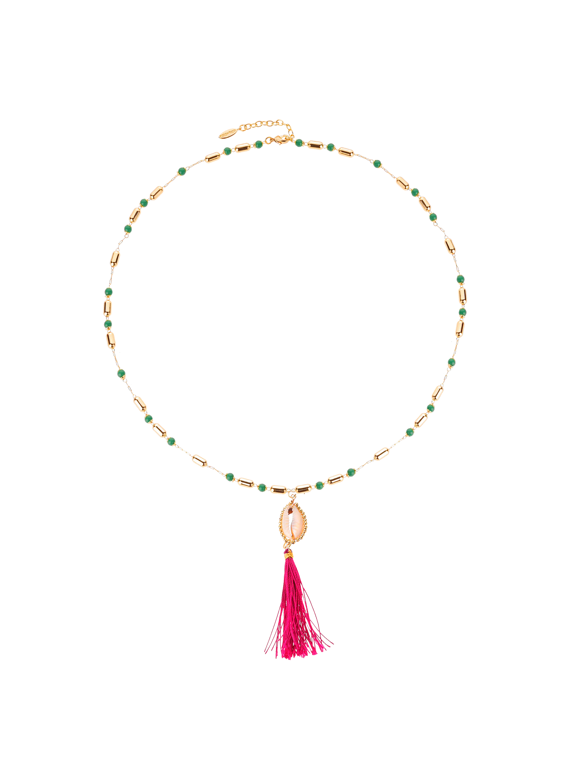 Necklace with beads and tassel pendant HIPANEMA Green