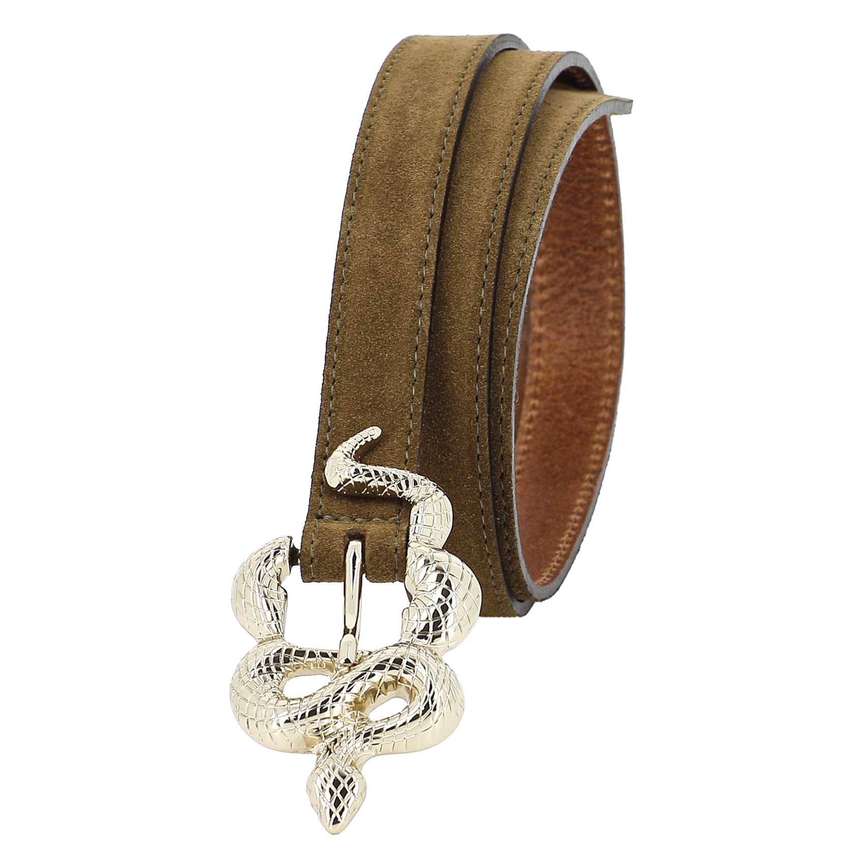 Ceinture en cuir velours HERBERT FRERE SOEUR Marron