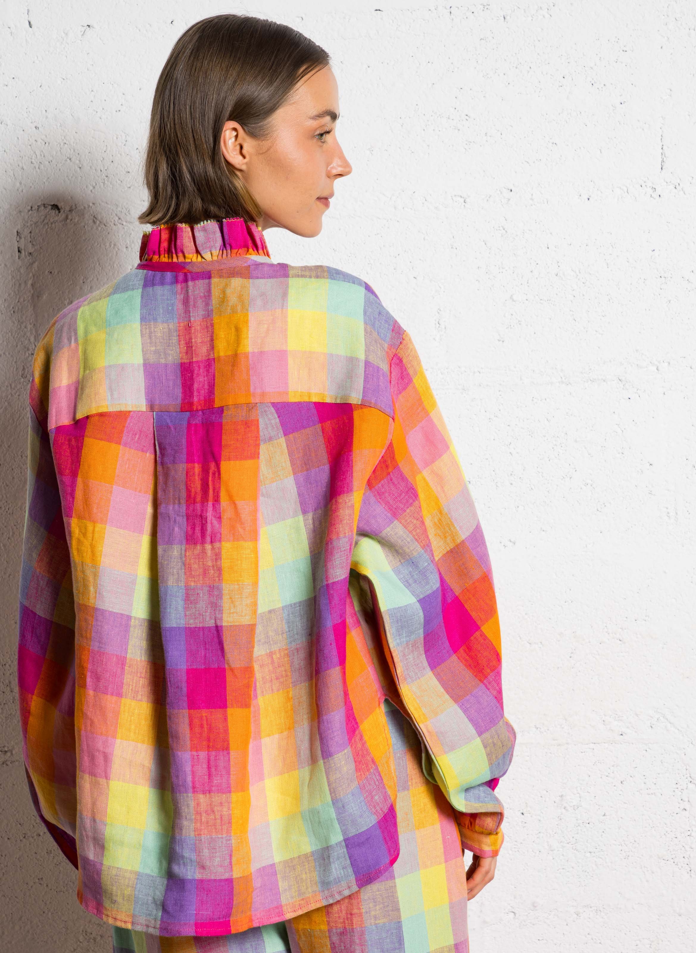 High-neck linen shirt AUTRE AURA Multicolored