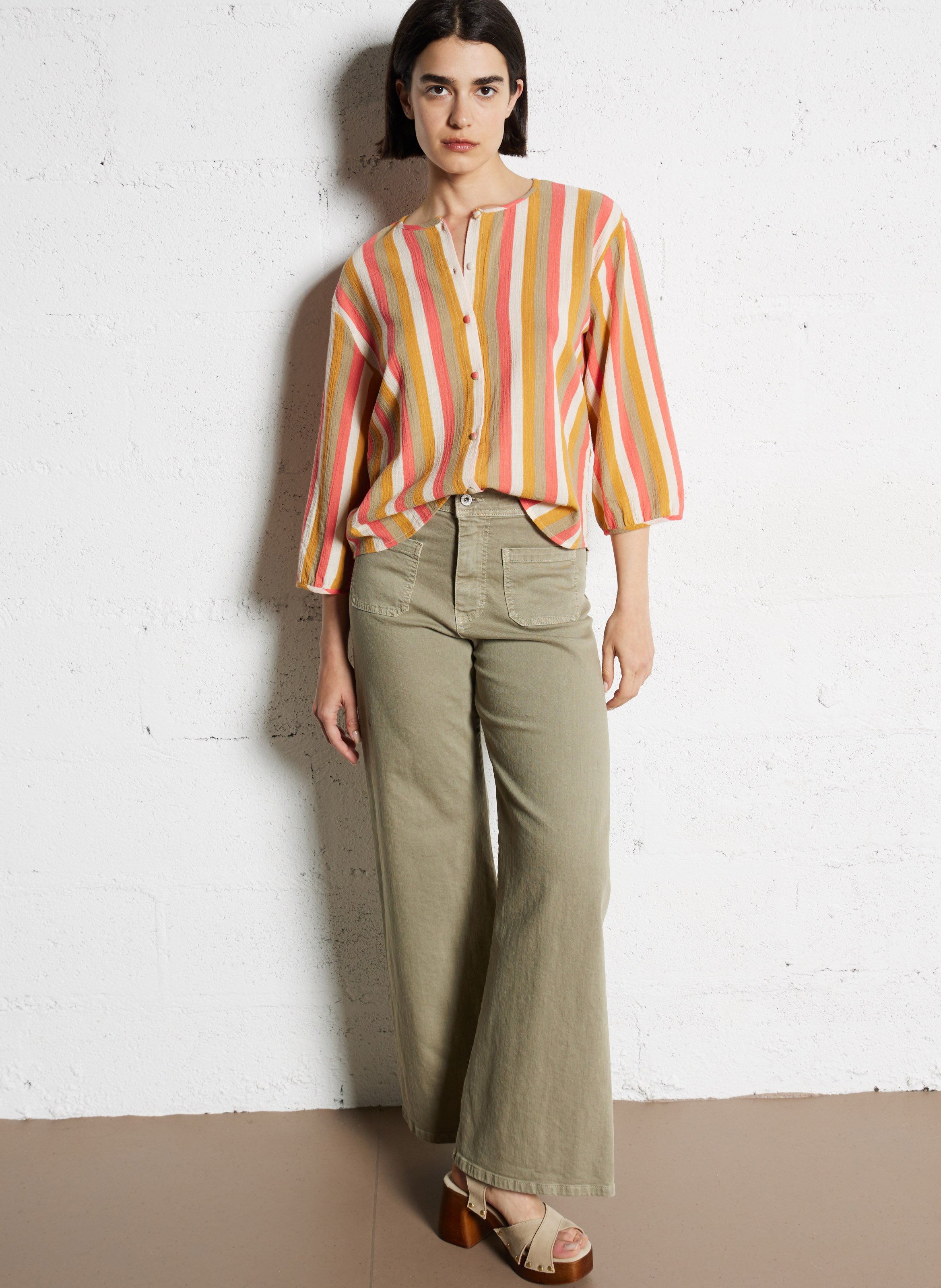 Gerade geschnittenes Hemd aus Bio-Baumwolle mit Streifen VILA Braun