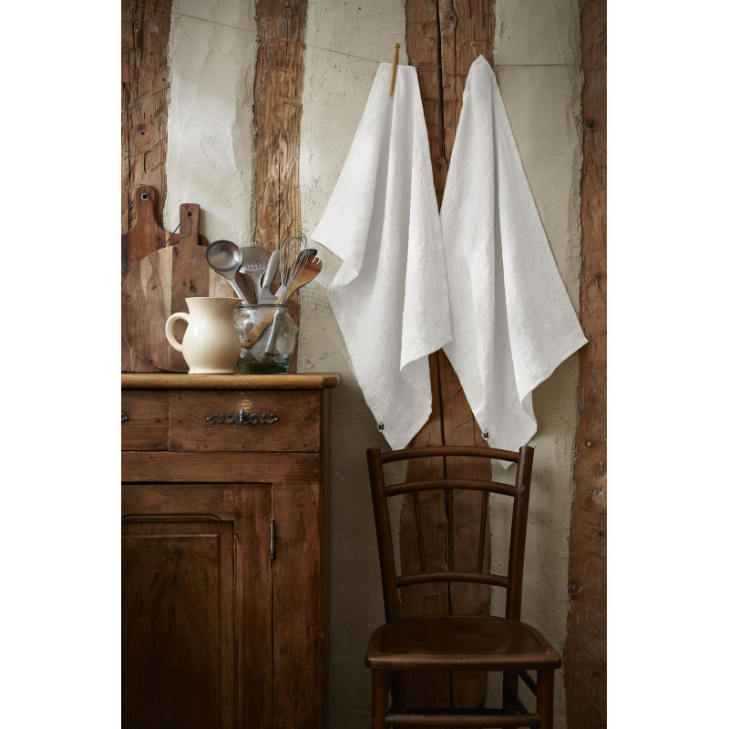 Set of 2 cotton muslin hand towels L'EFFET PAPILLON White
