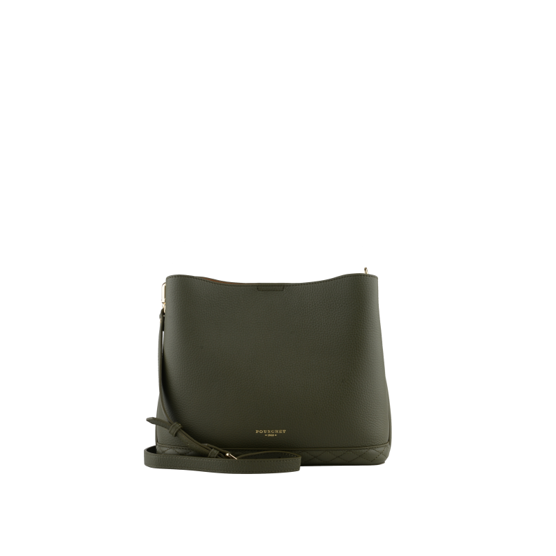Satchel - cowhide leather POURCHET Khaki