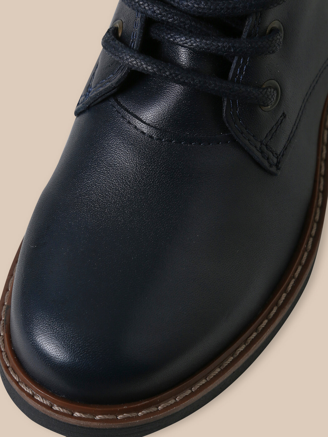 Lace-up leather mid-calf boots Blue