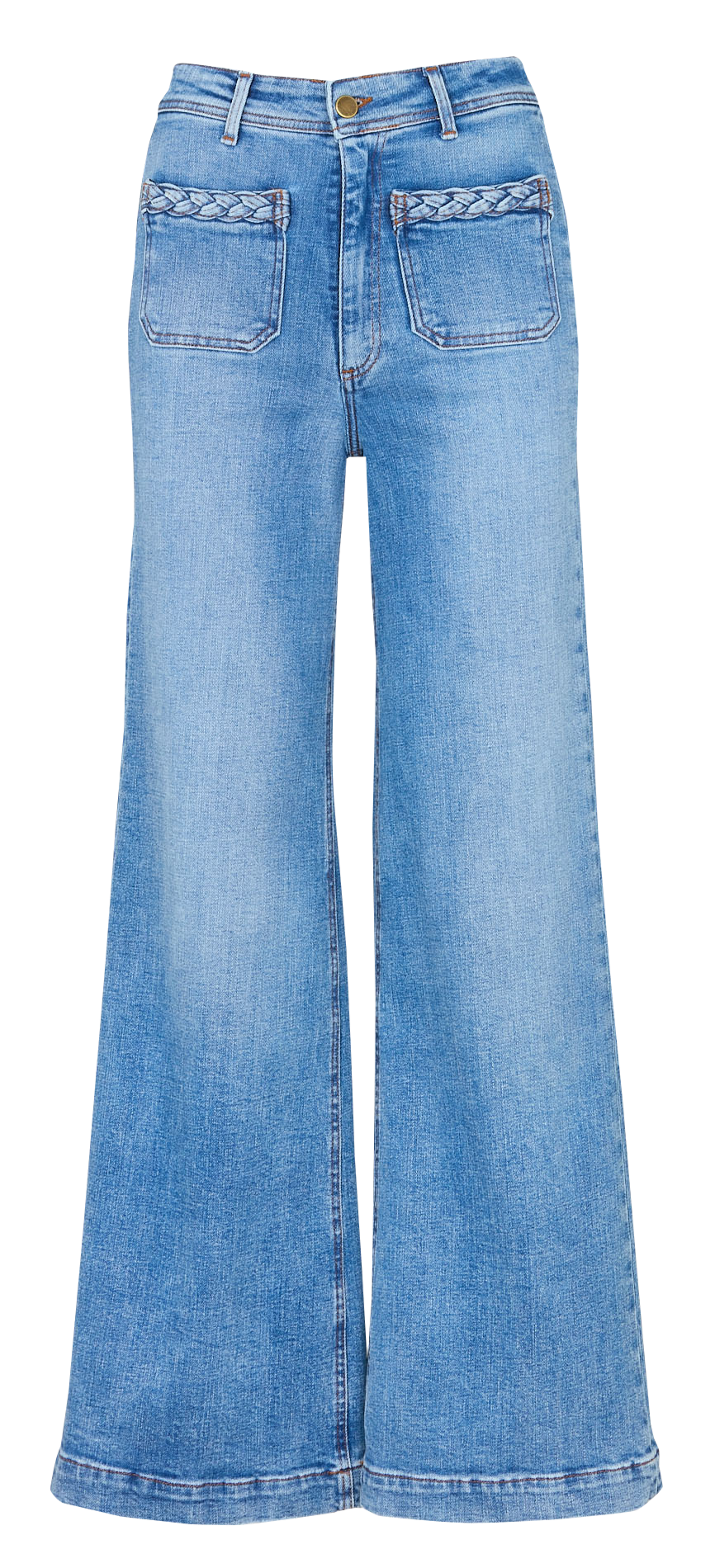 Wijde uitlopende jeans met gevlochten zakken MAISON HOTEL Blauw