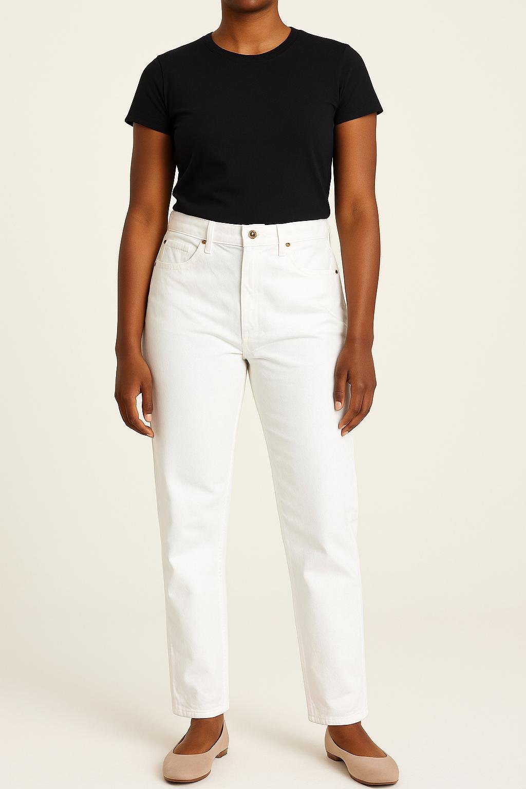 Cropped slim jeans with studs SEZANE - Seconde main White