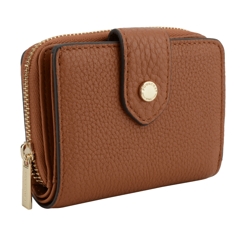 Leather coin purse POURCHET Brown