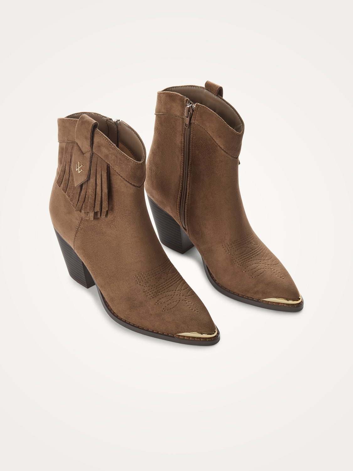 Fringed cowboy ankle boots VANESSA WU Brown