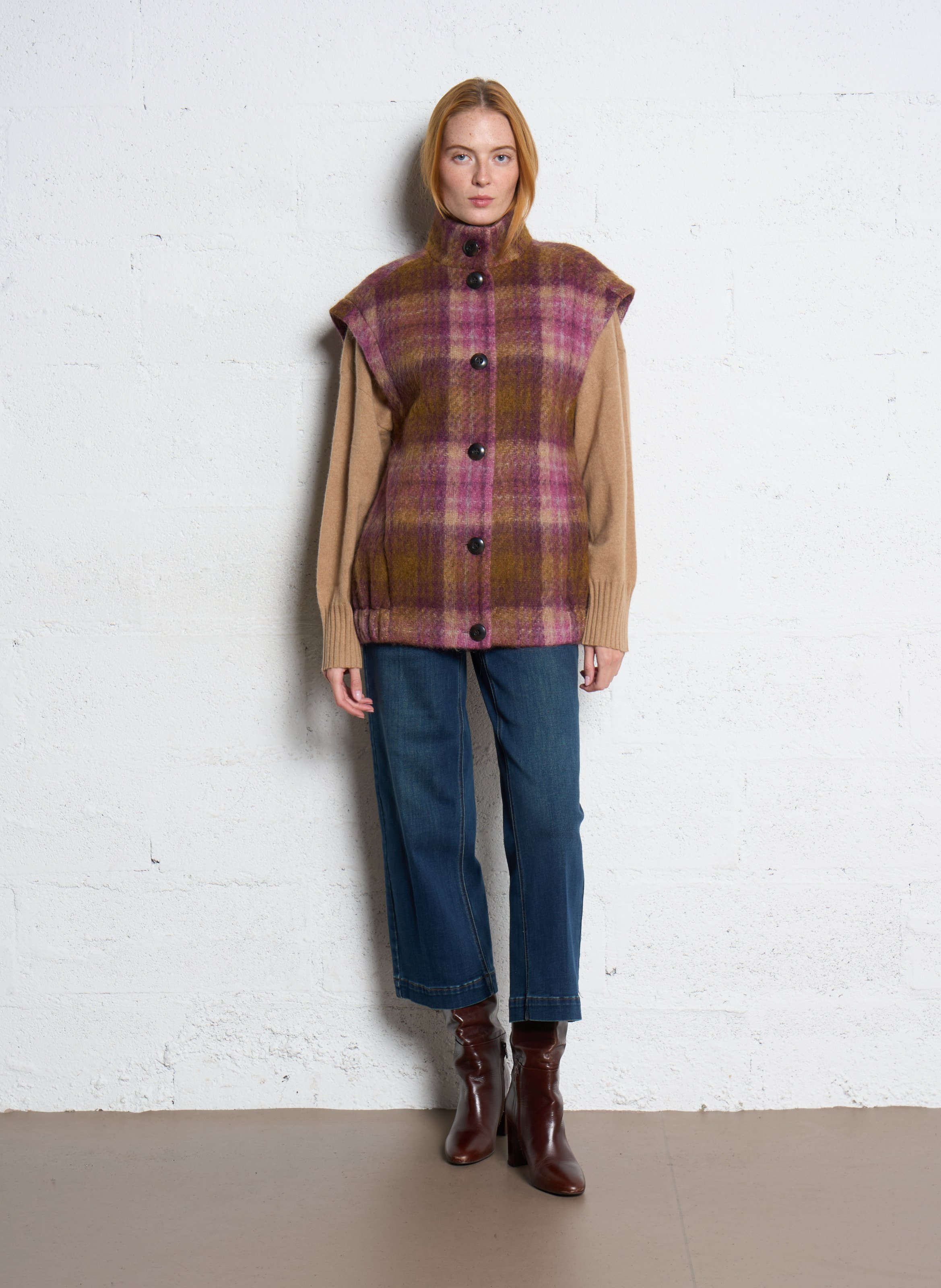 Straight high-neck jacket MAISON 123 Red