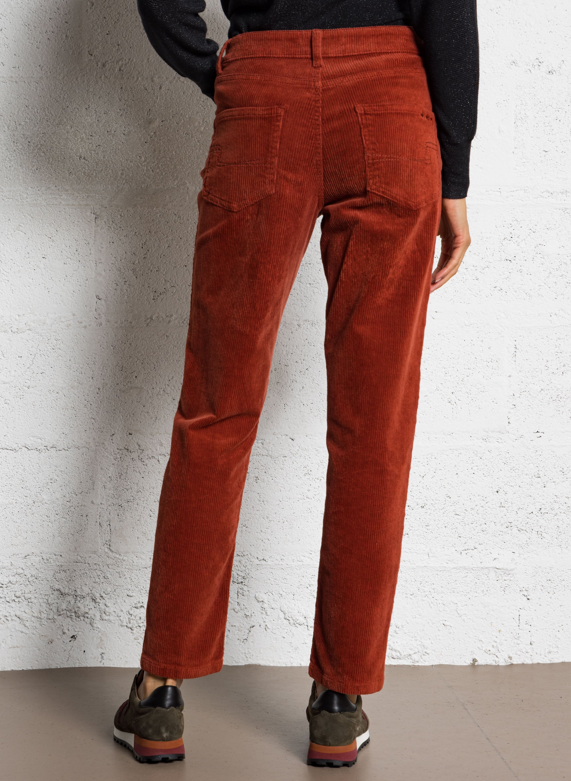 Pantalon droit velours côtelé en coton stretch  SUD EXPRESS Marron
