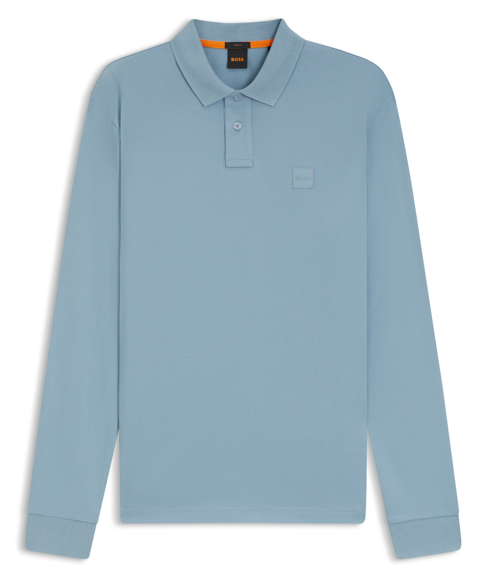 Regular-fit long-sleeved cotton-blend polo shirt BOSS Blue