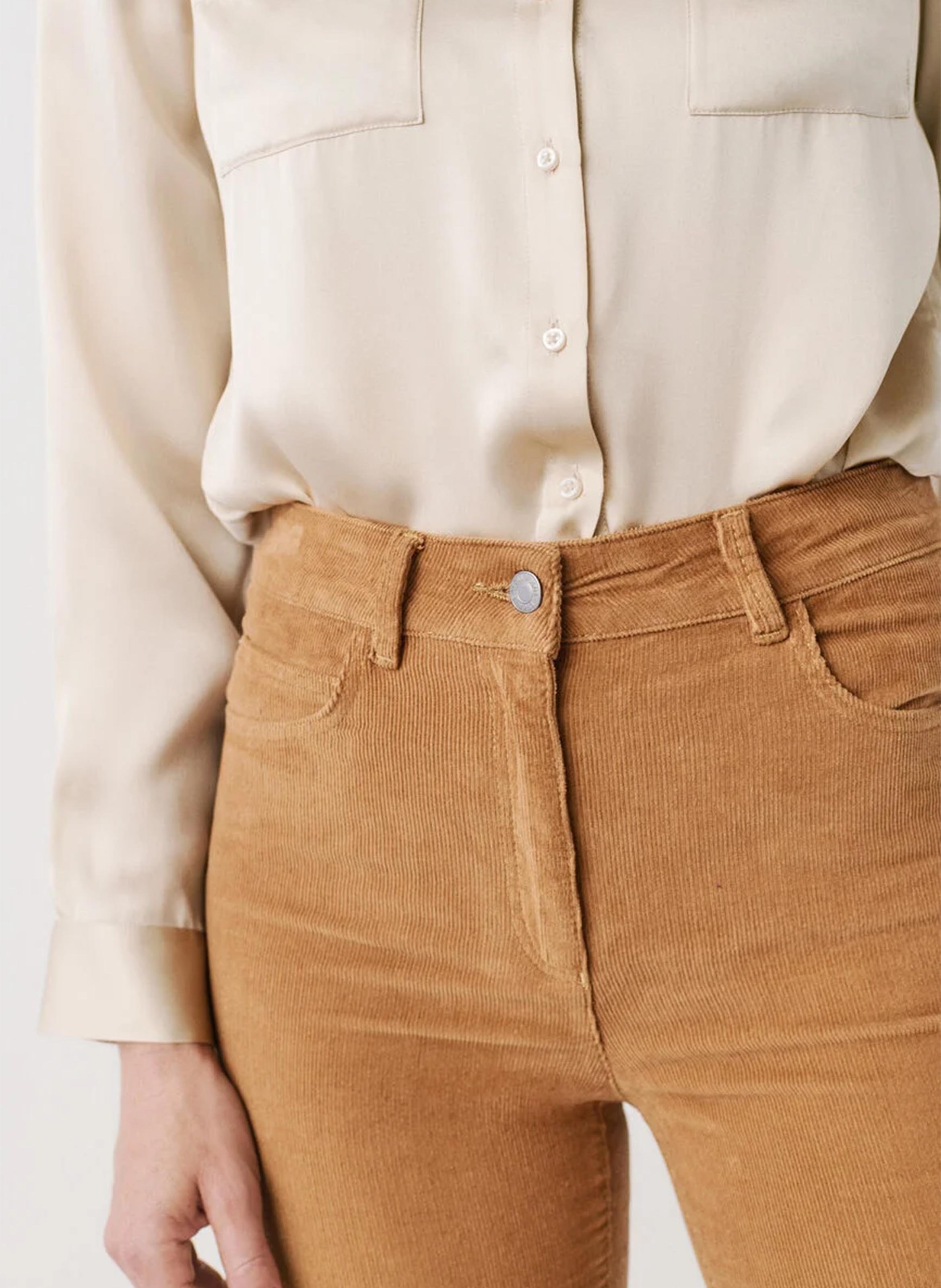 Pantalon droit en velours CAROLL Marron