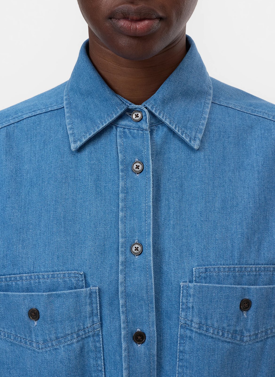 Chemise droite boutonnée en denim CLOSED Bleu