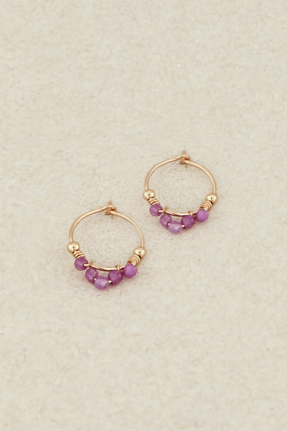 Priya Mini Hoop Earrings - Ruby YAY Pink