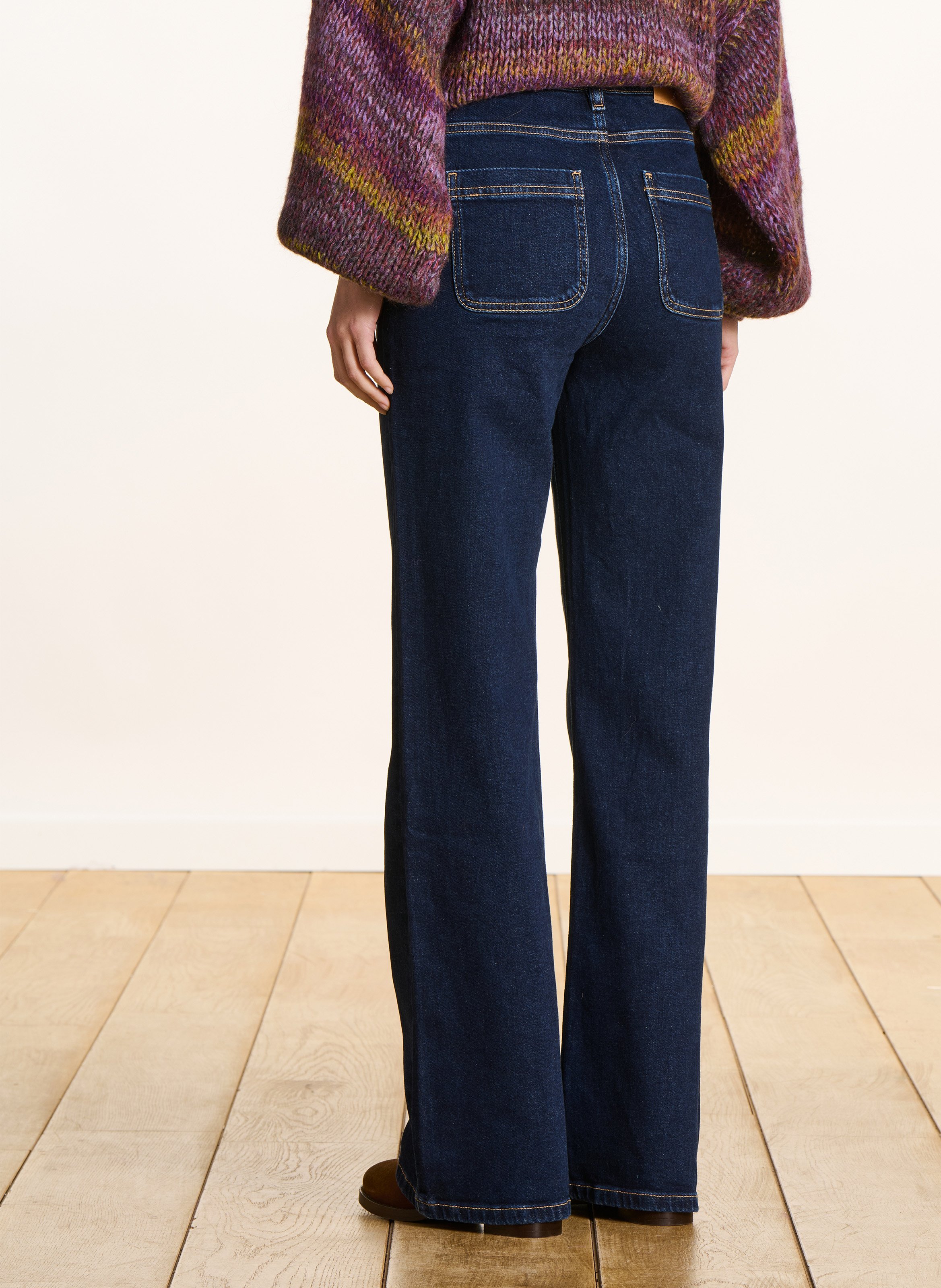 High-rise cotton-blend bootcut jeans LA FEE MARABOUTEE Blue