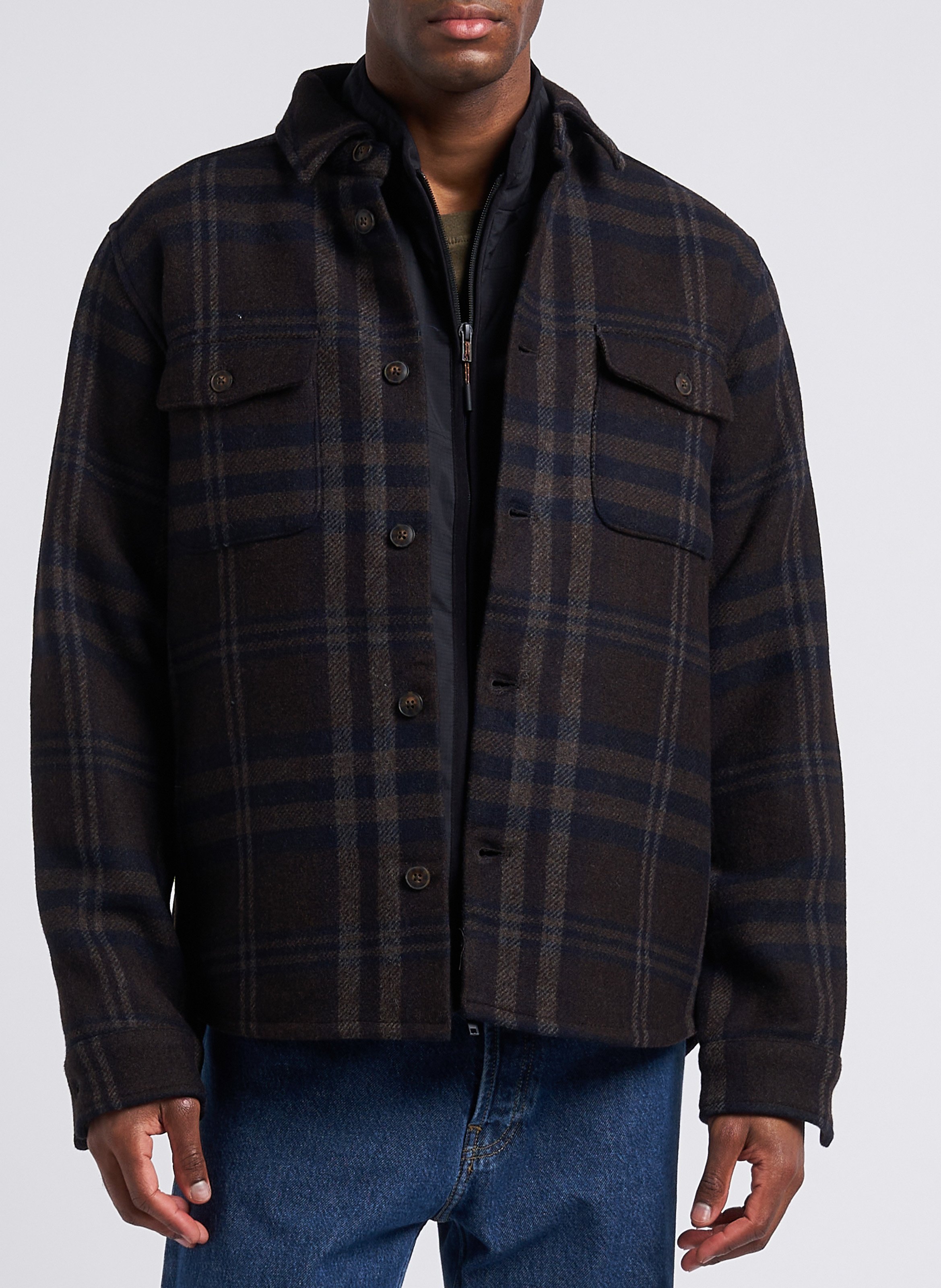 Surchemise col classique en laine mélangée LES DEUX Marron