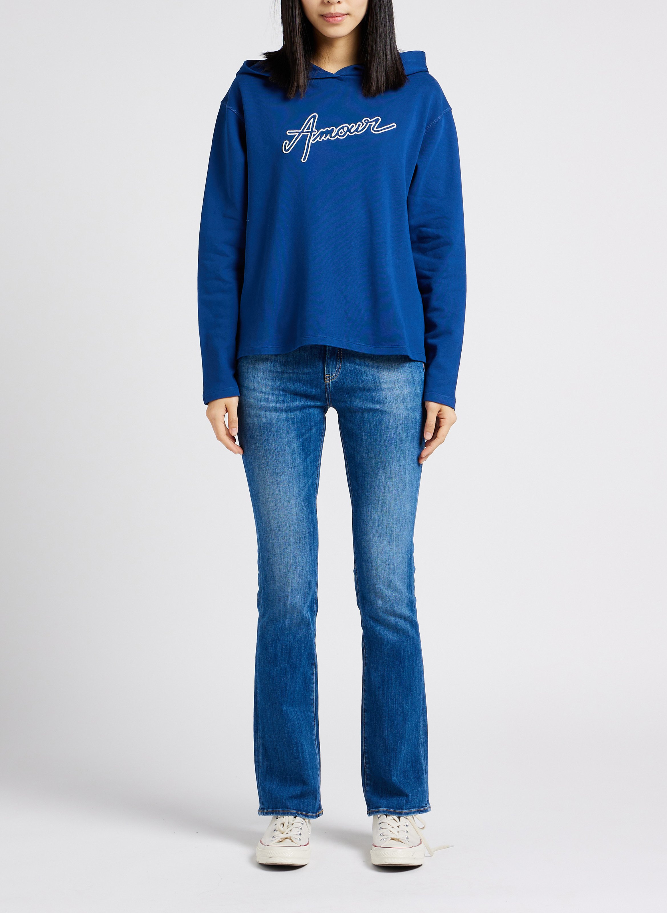 Sweat-shirt ample en coton bio brodé MAISON LABICHE Bleu
