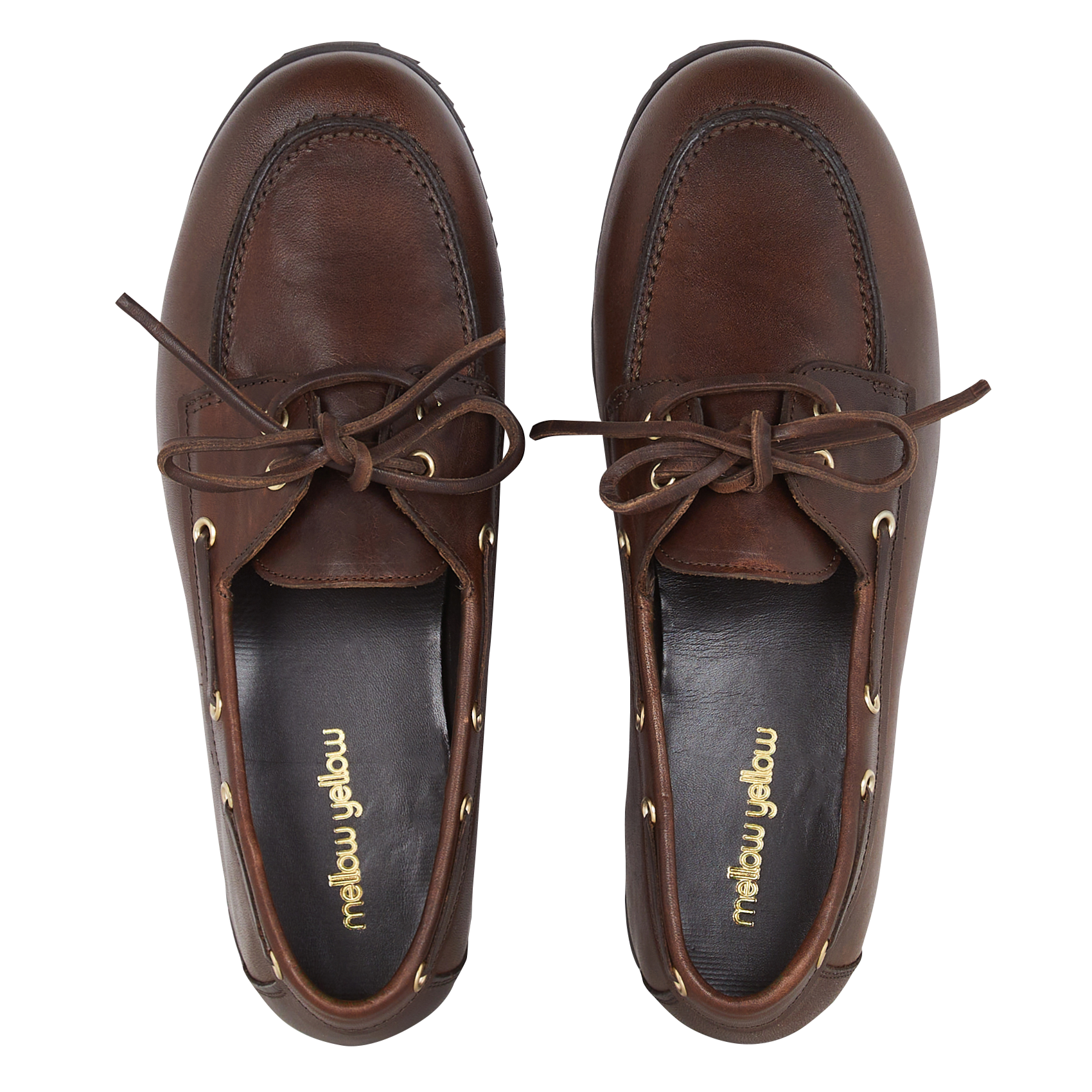 Bootsschuhe mit Schnürung aus Leder MELLOW YELLOW Braun