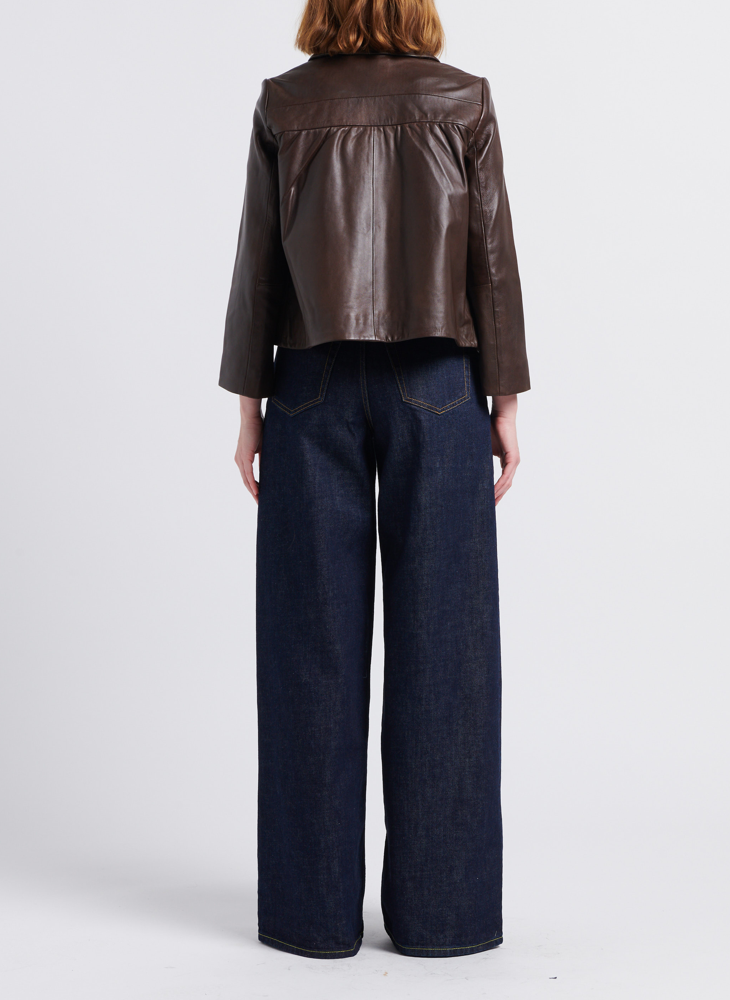 Lederjacke mit Bubikragen BA&SH Braun