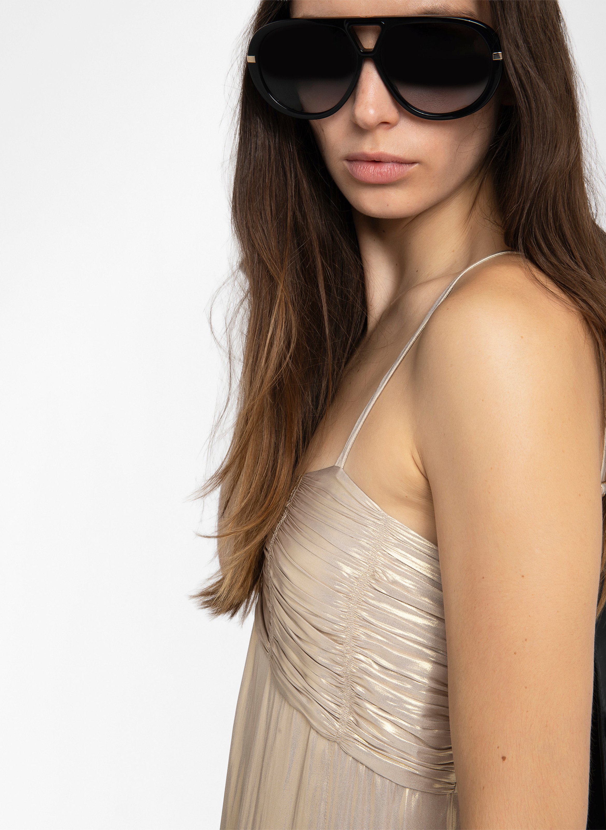 Robe longue en satin métallisé ZADIG&VOLTAIRE Jaune