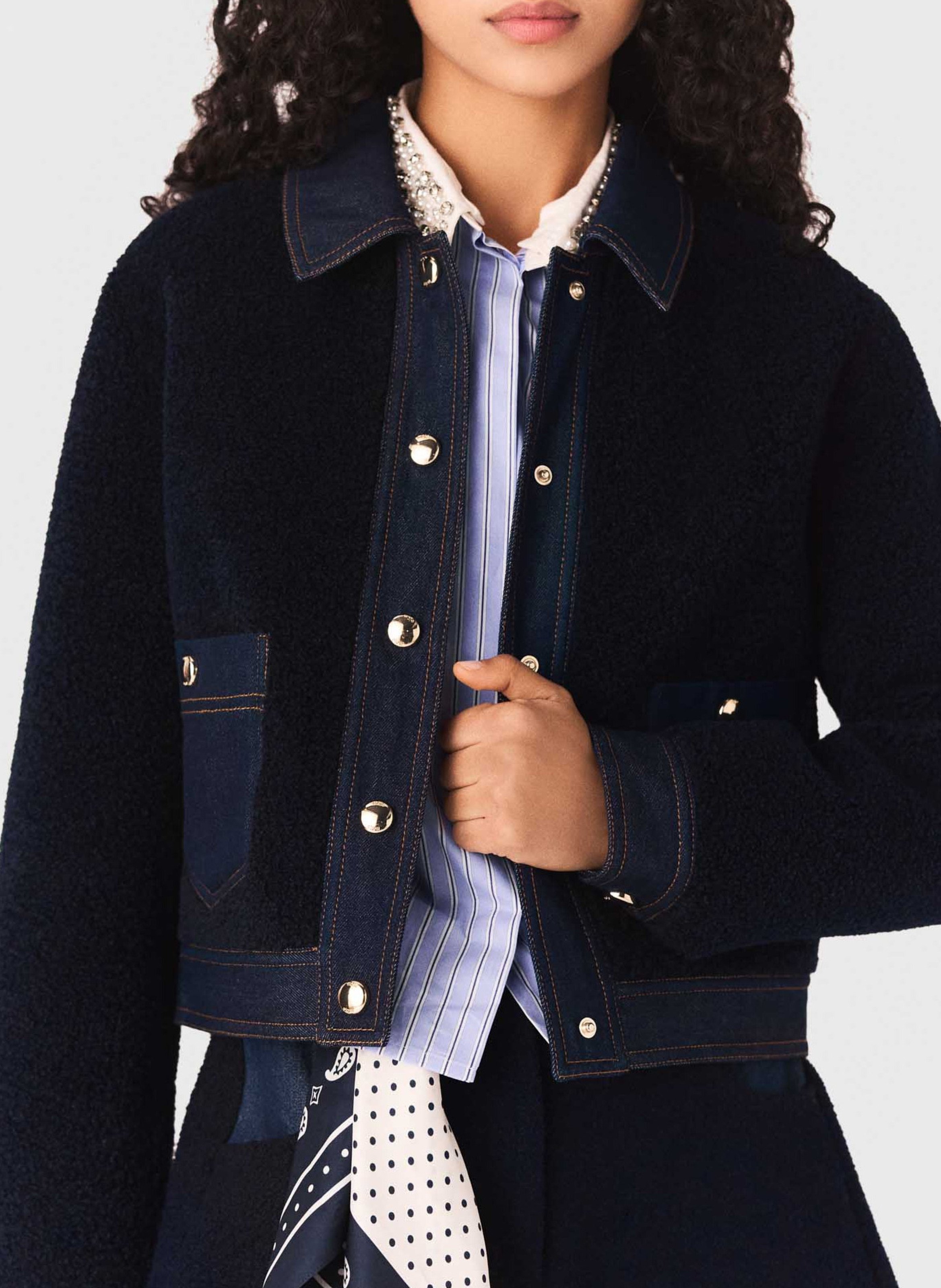 Veste droite col classique MAJE Bleu