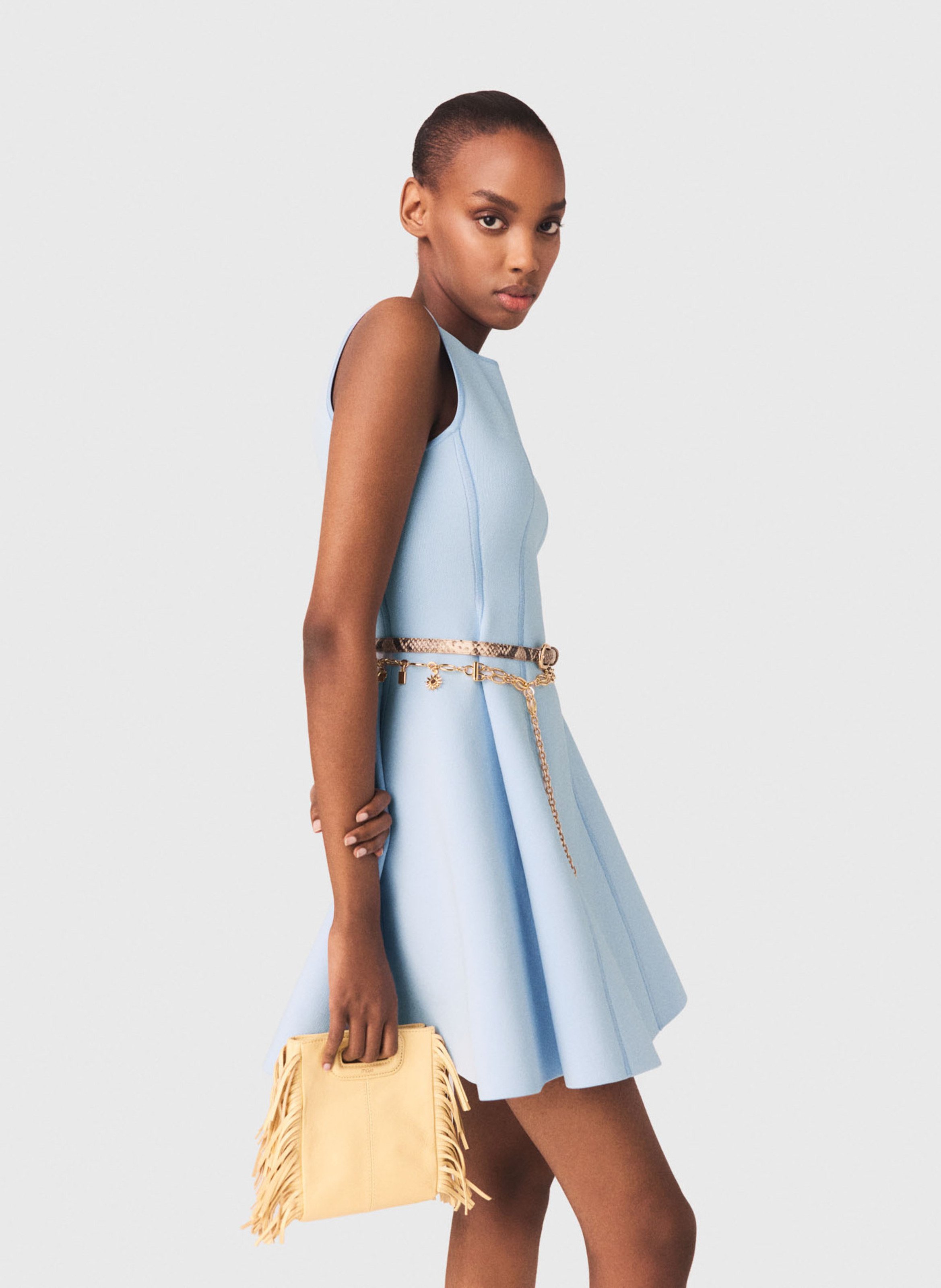 Korte jurk met ronde hals MAJE Blauw