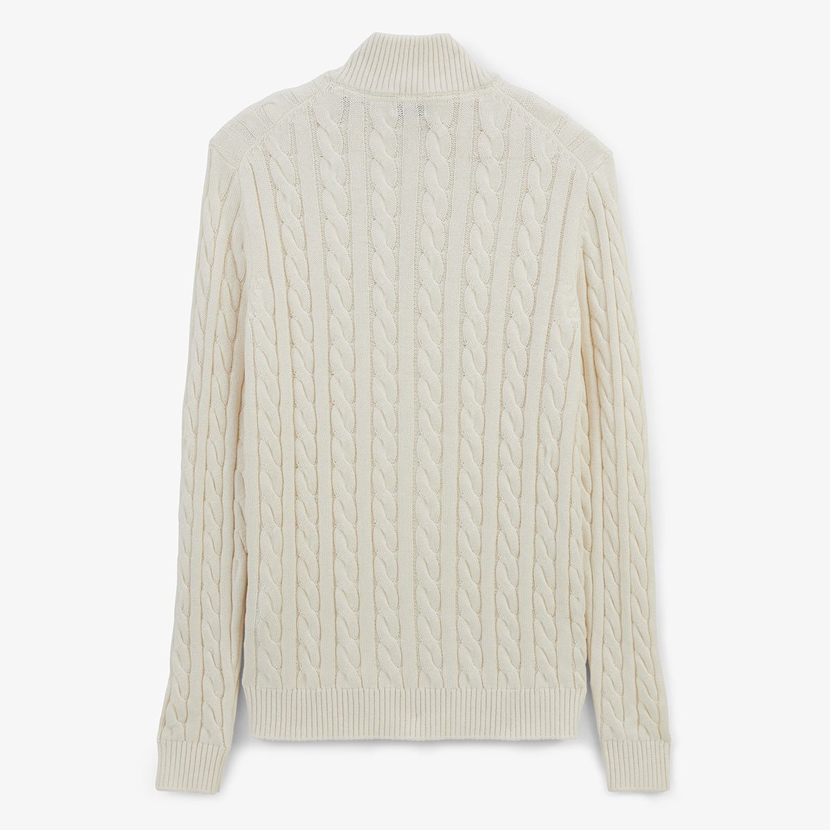 Twisted knit cotton and wool zip-up sweater SERGE BLANCO White