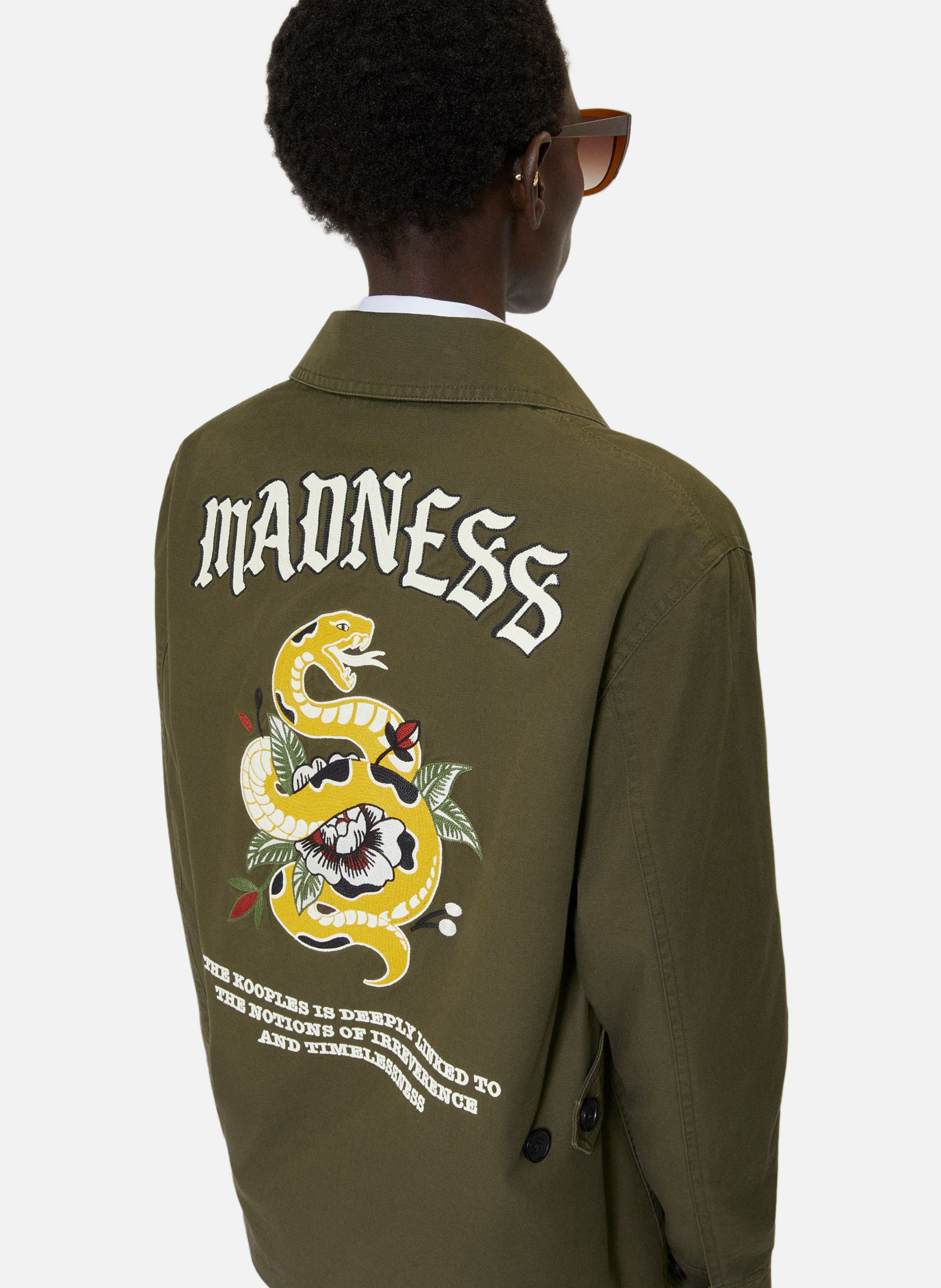 Embroidered cotton back jacket THE KOOPLES Green