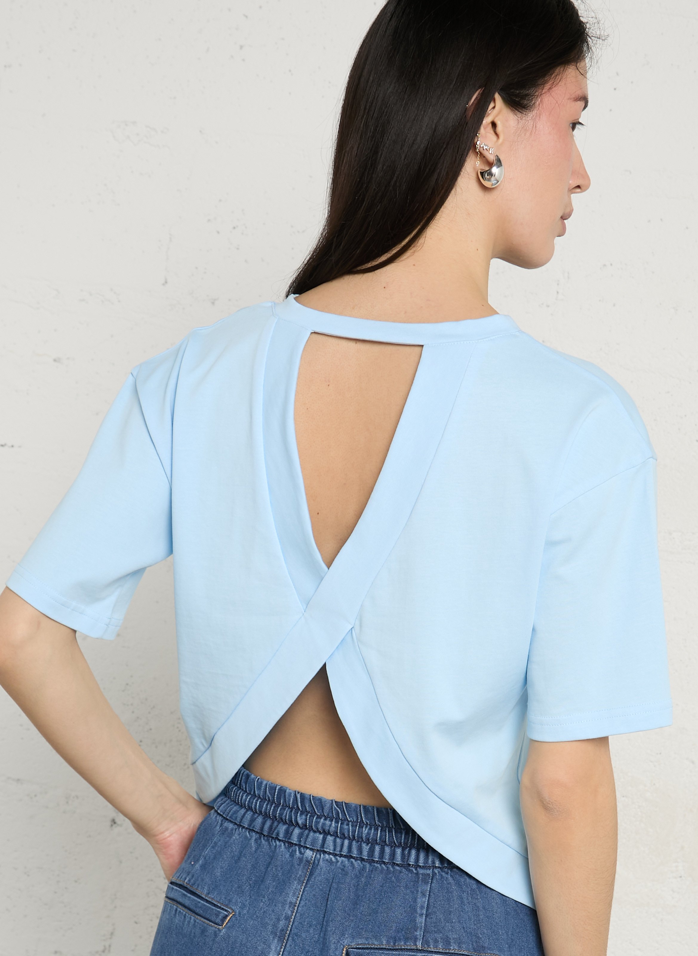 Organic cotton crop top SUNCOO Blue