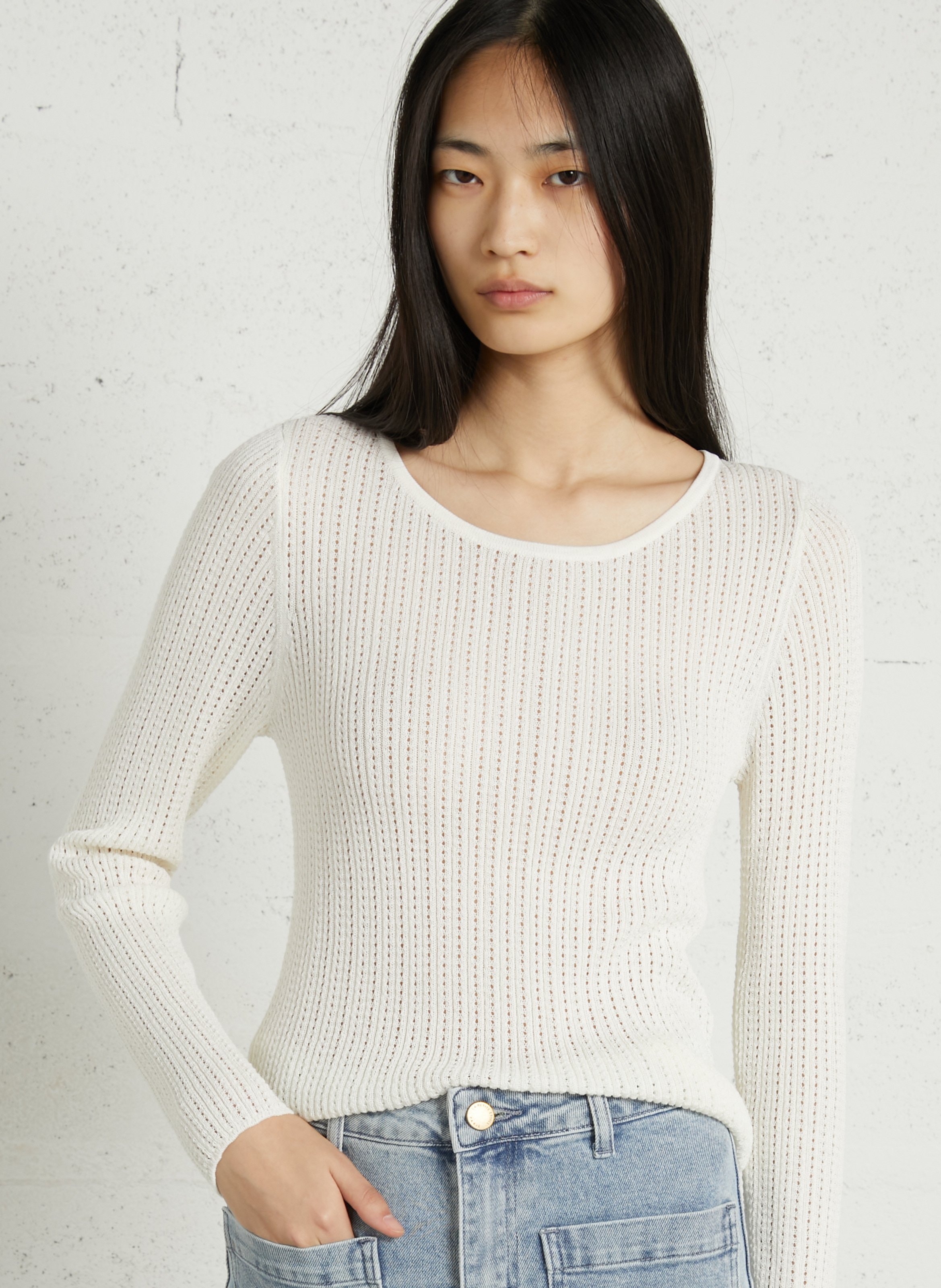 Pull moulant col rond  LA PETITE ETOILE Beige