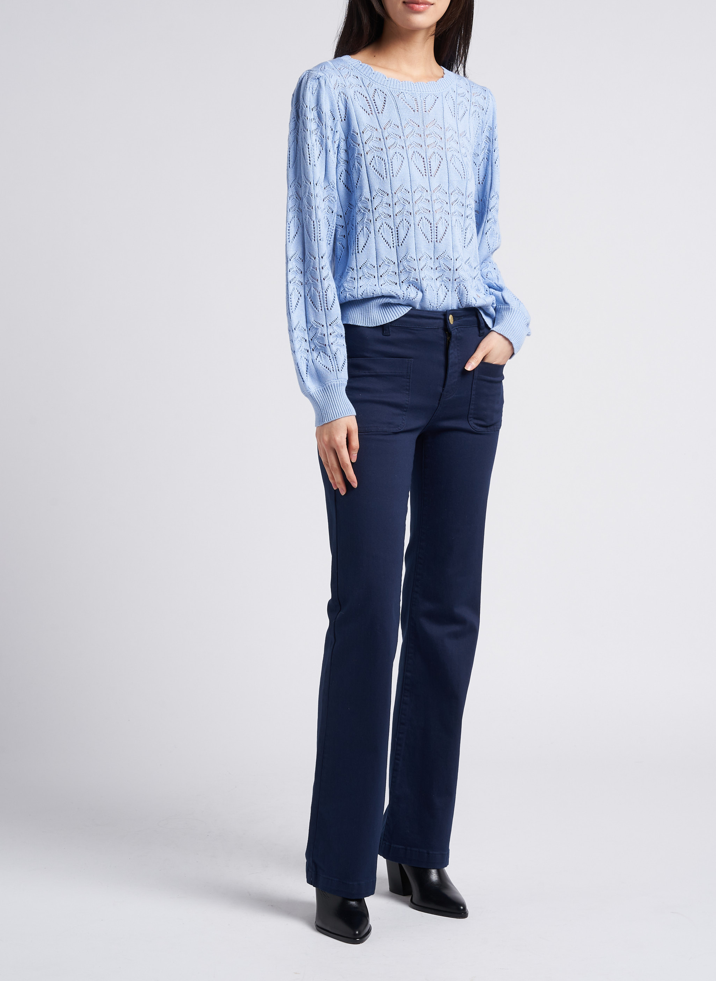 Pullover aus Baumwoll-Mix mit U-Boot-Ausschnitt LA PETITE ETOILE Blau