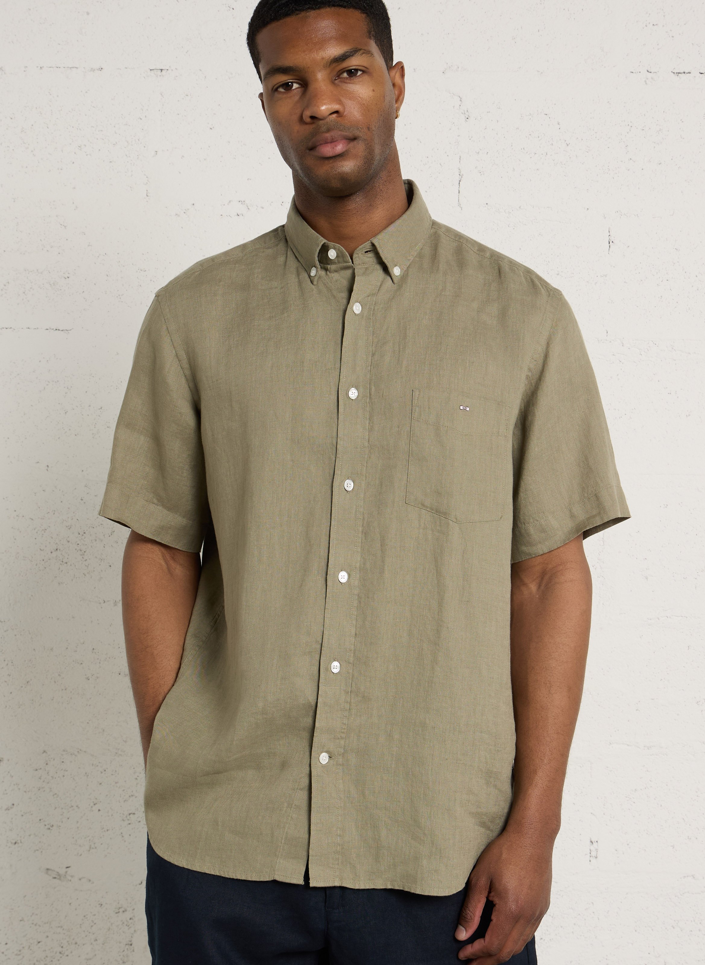 Chemise droite en lin EDEN PARK Beige