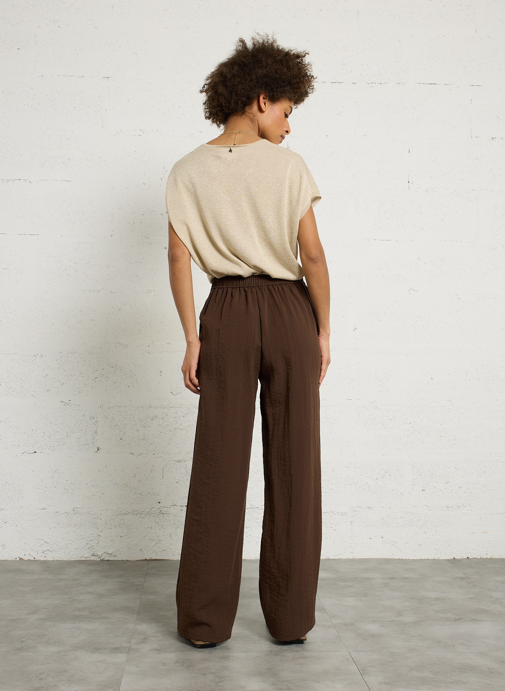 Ruime V-hals trui met pailletten SUD EXPRESS Goudkleurig