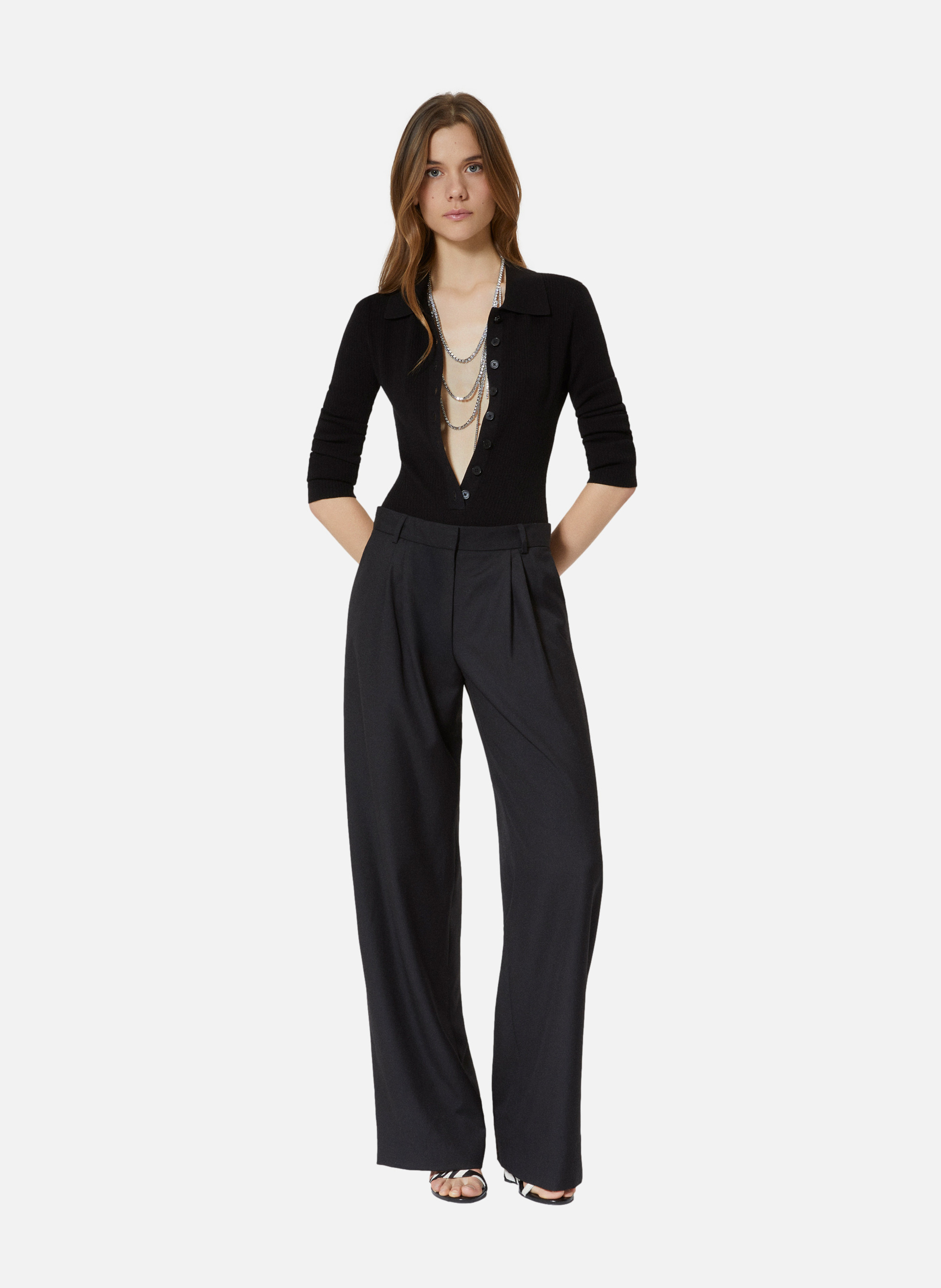 Wide-leg wool suit pants THE KOOPLES Black
