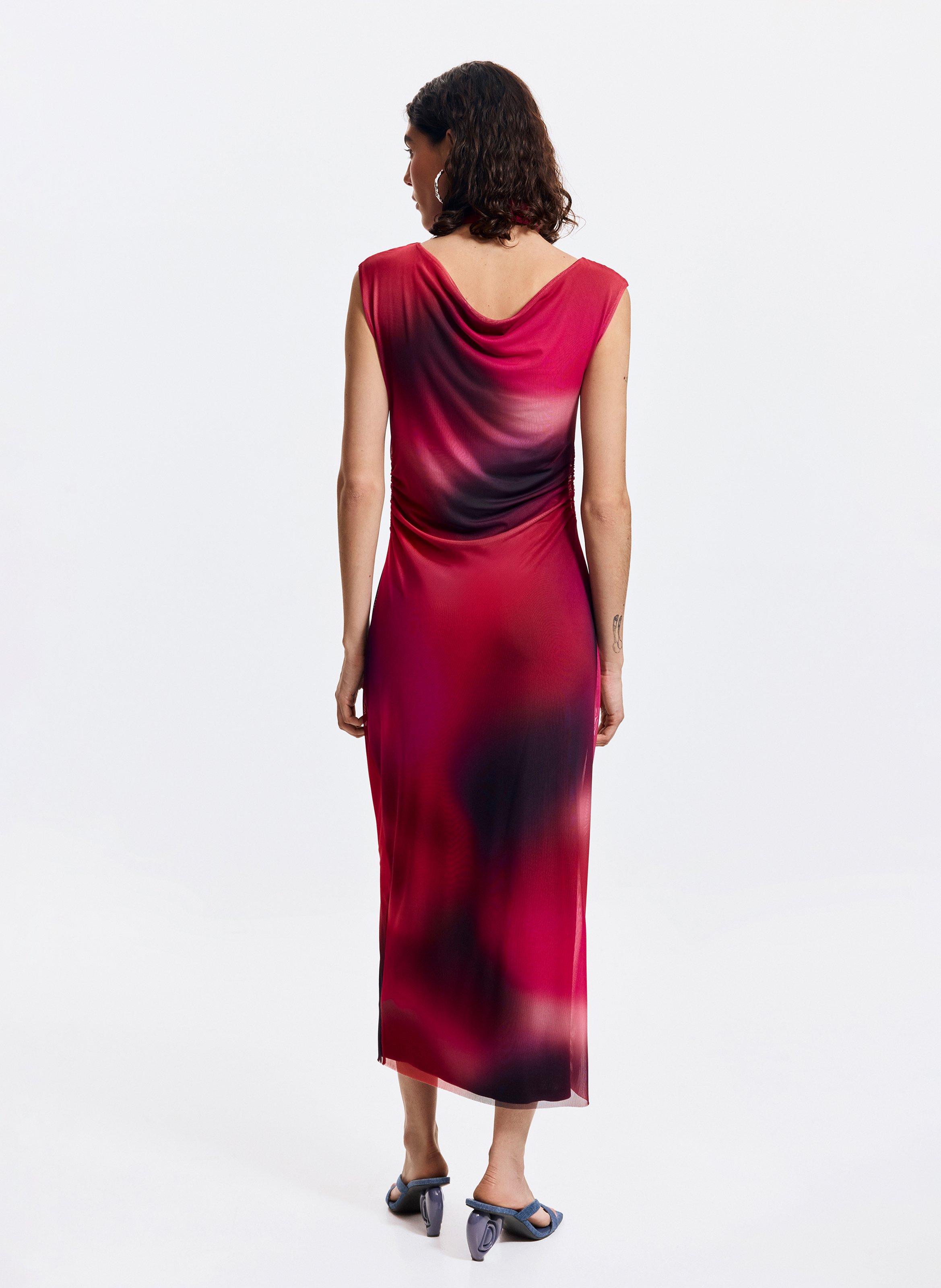 Langes Kleid mit Print DESIGUAL Rot