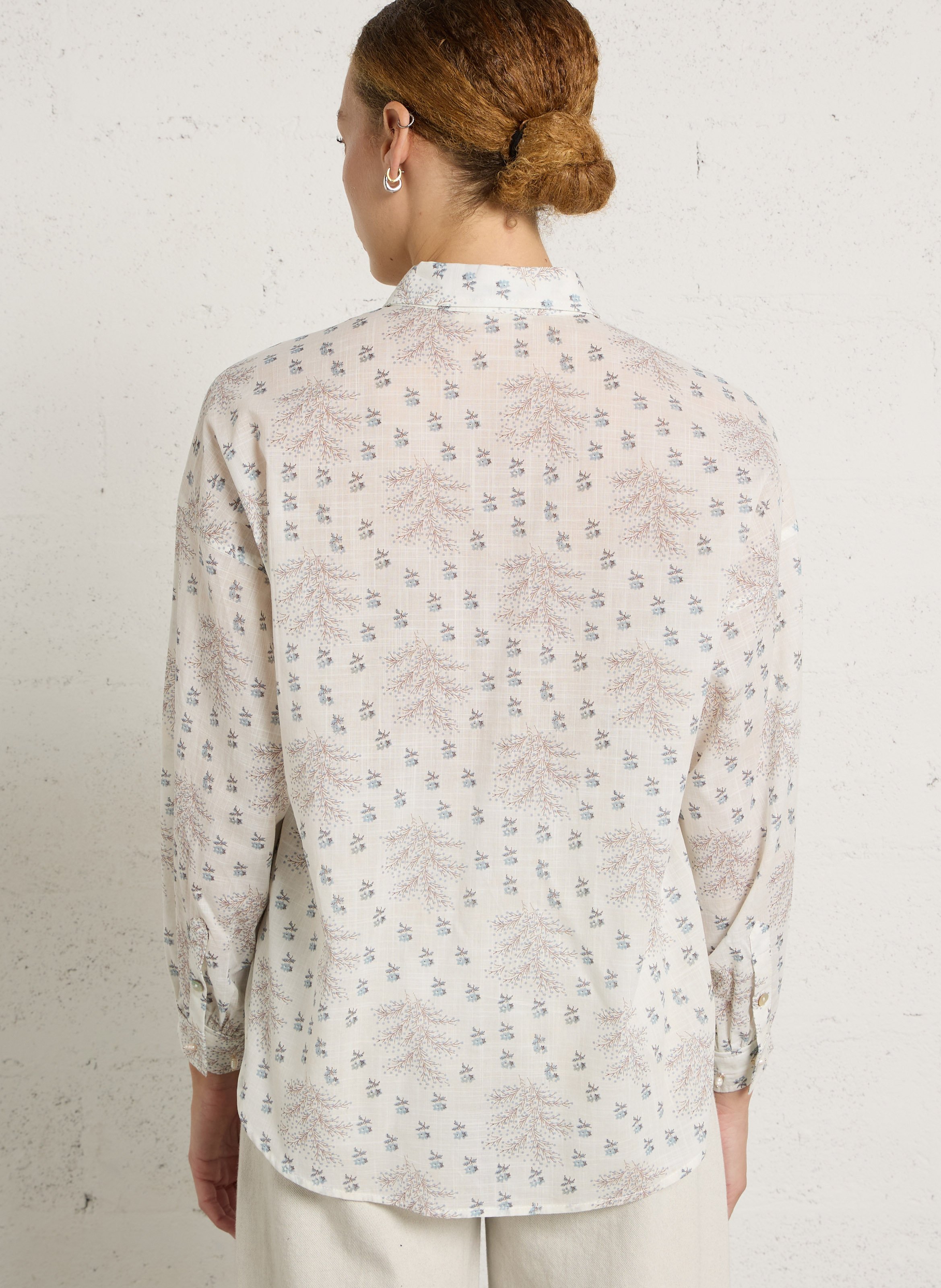 Chemise droite col classique en coton mélangé HOD PARIS Blanc