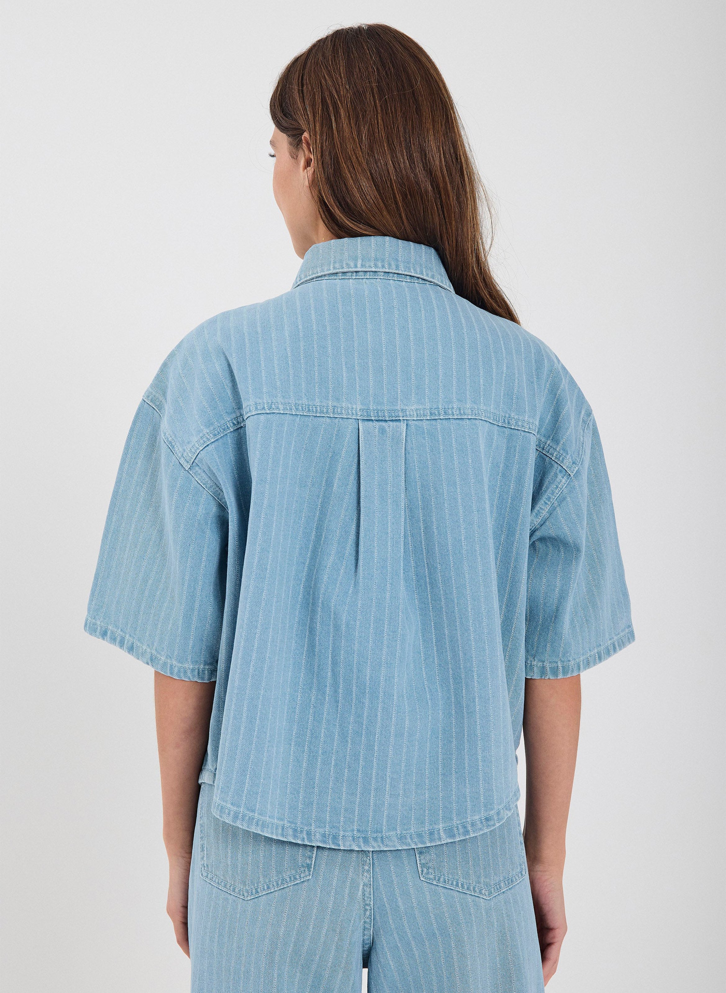 Organic cotton-blend shirt with classic collar NORR Blue