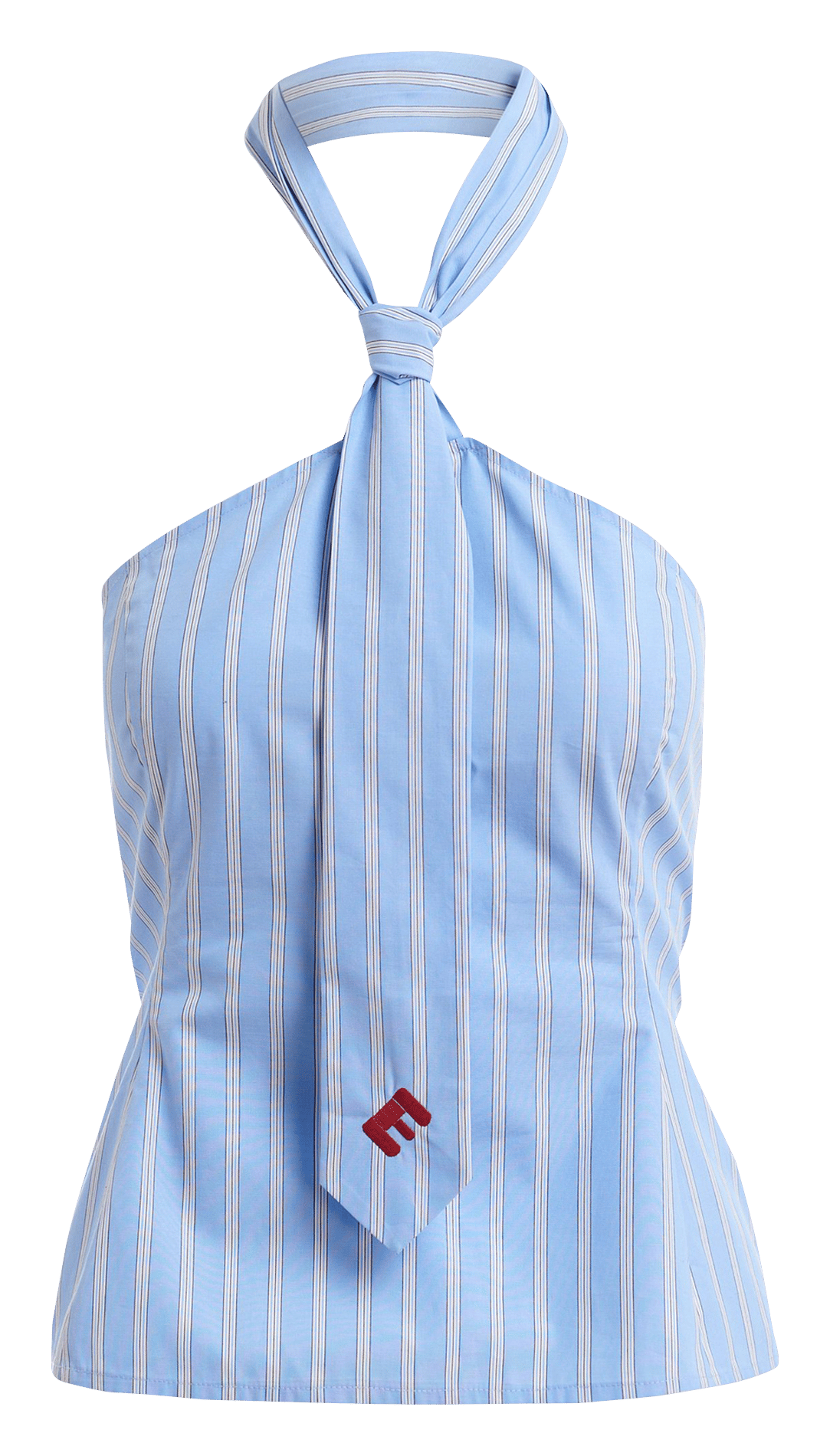 Ärmelloses gestreiftes Top mit Schluppenkragen ESSENTIEL ANTWERP Blau