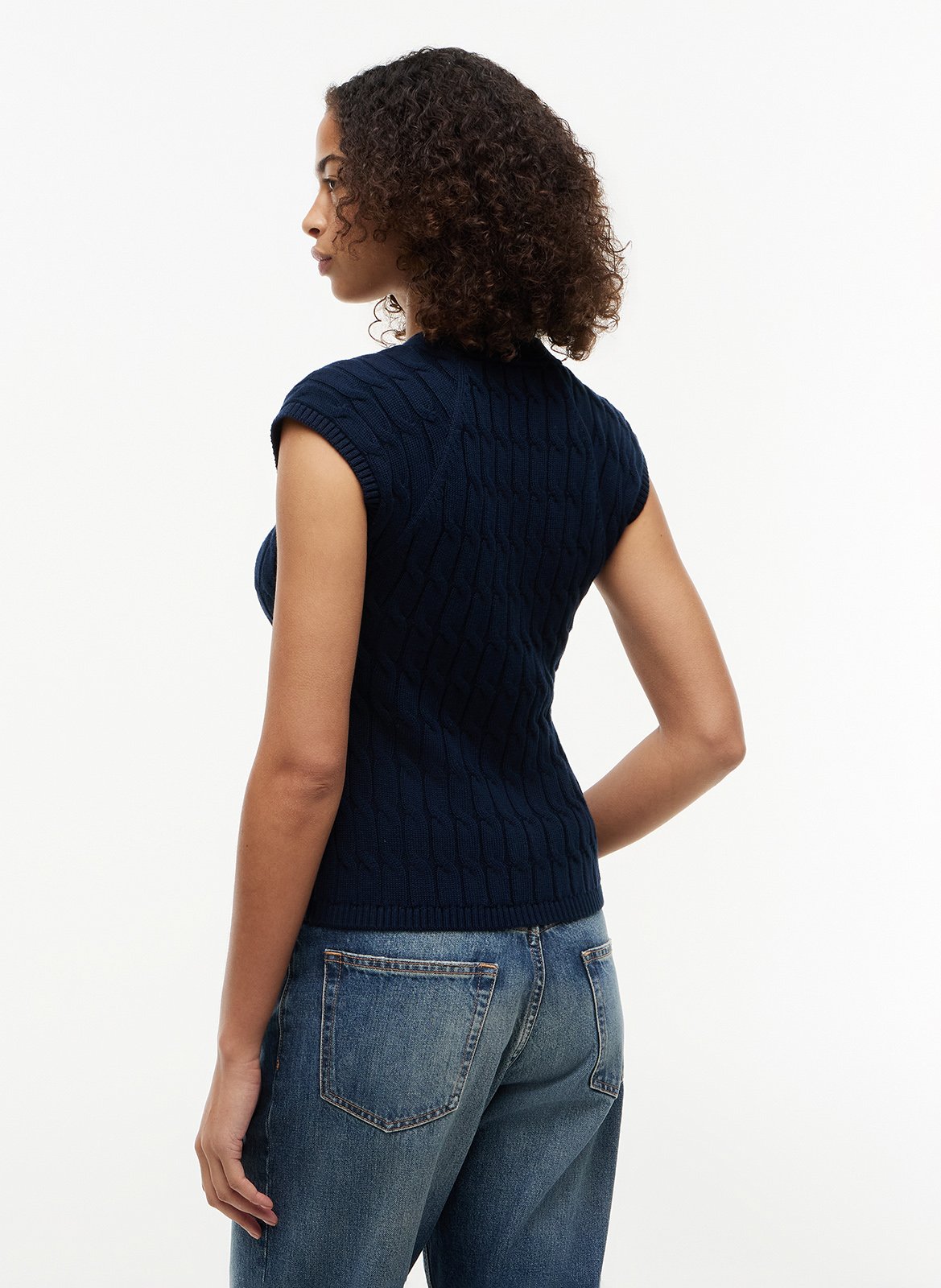 Katoenen top met V-hals TOMMY HILFIGER Blauw