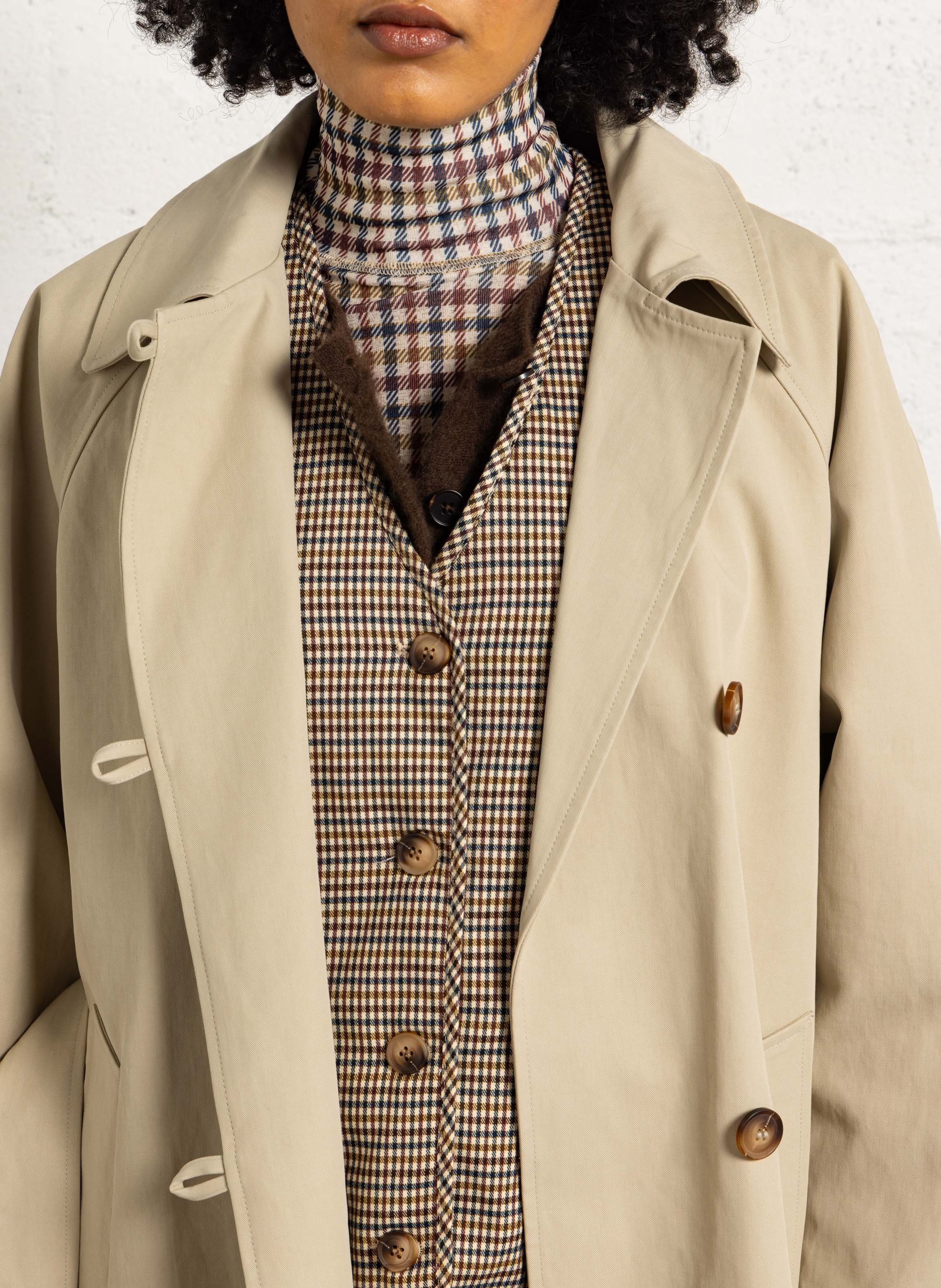 Trench en coton col classique SUNCOO Beige