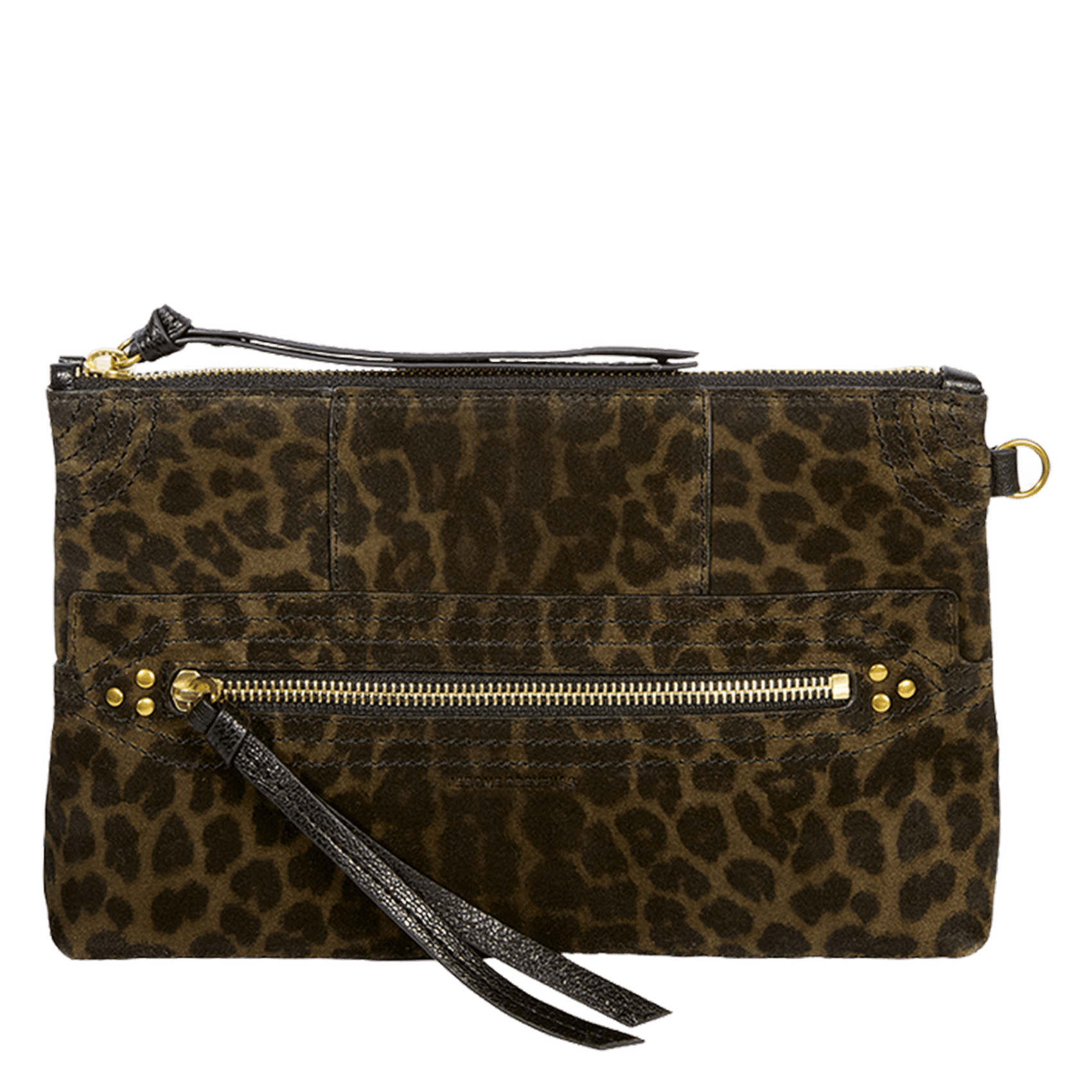 Suede clutch bag JEROME DREYFUSS Khaki