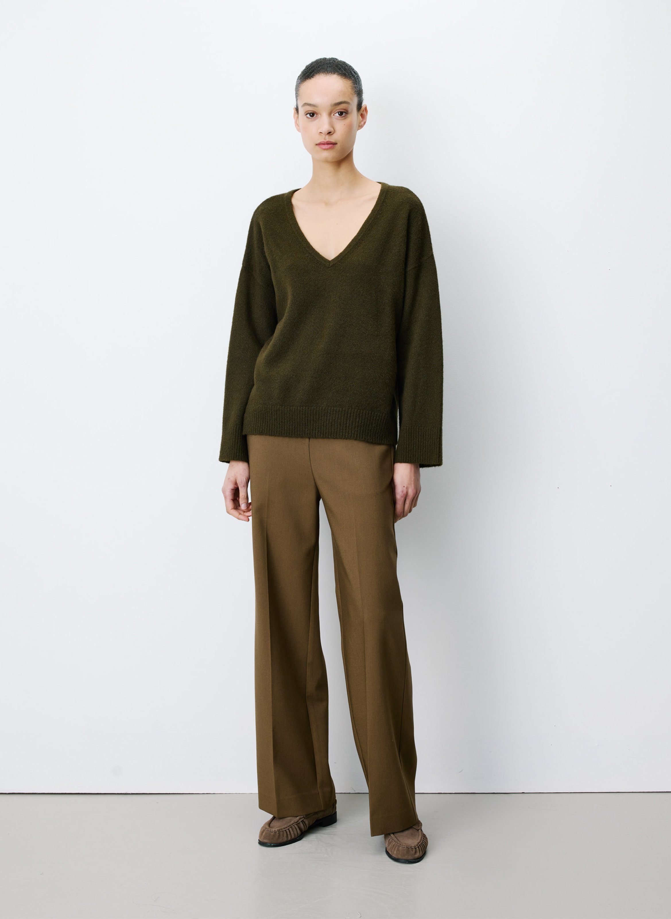 Oversized gebreide trui met V-hals GRACE ET MILA Groen