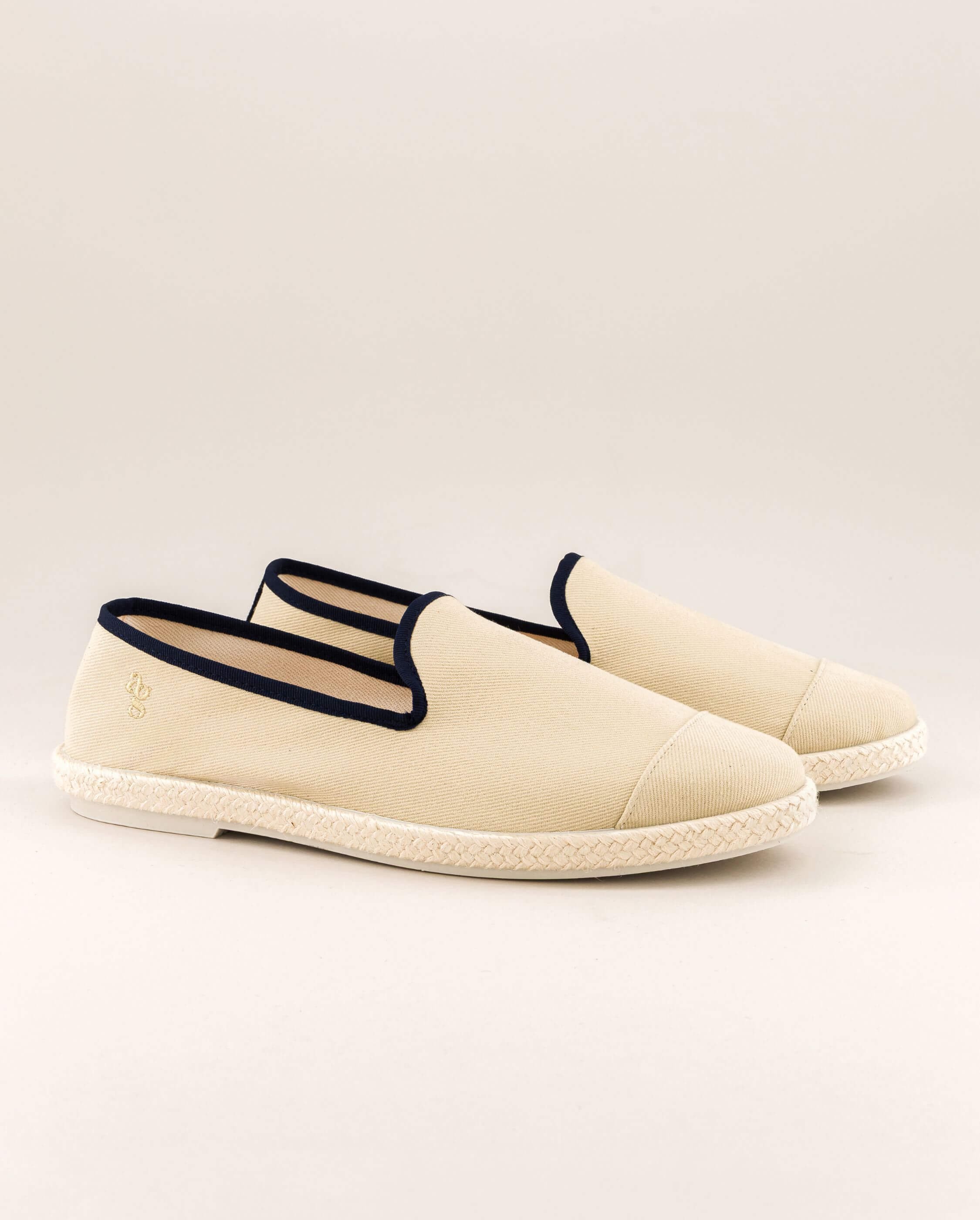 Men's espadrilles, beige cotton navy ANGARDE Beige